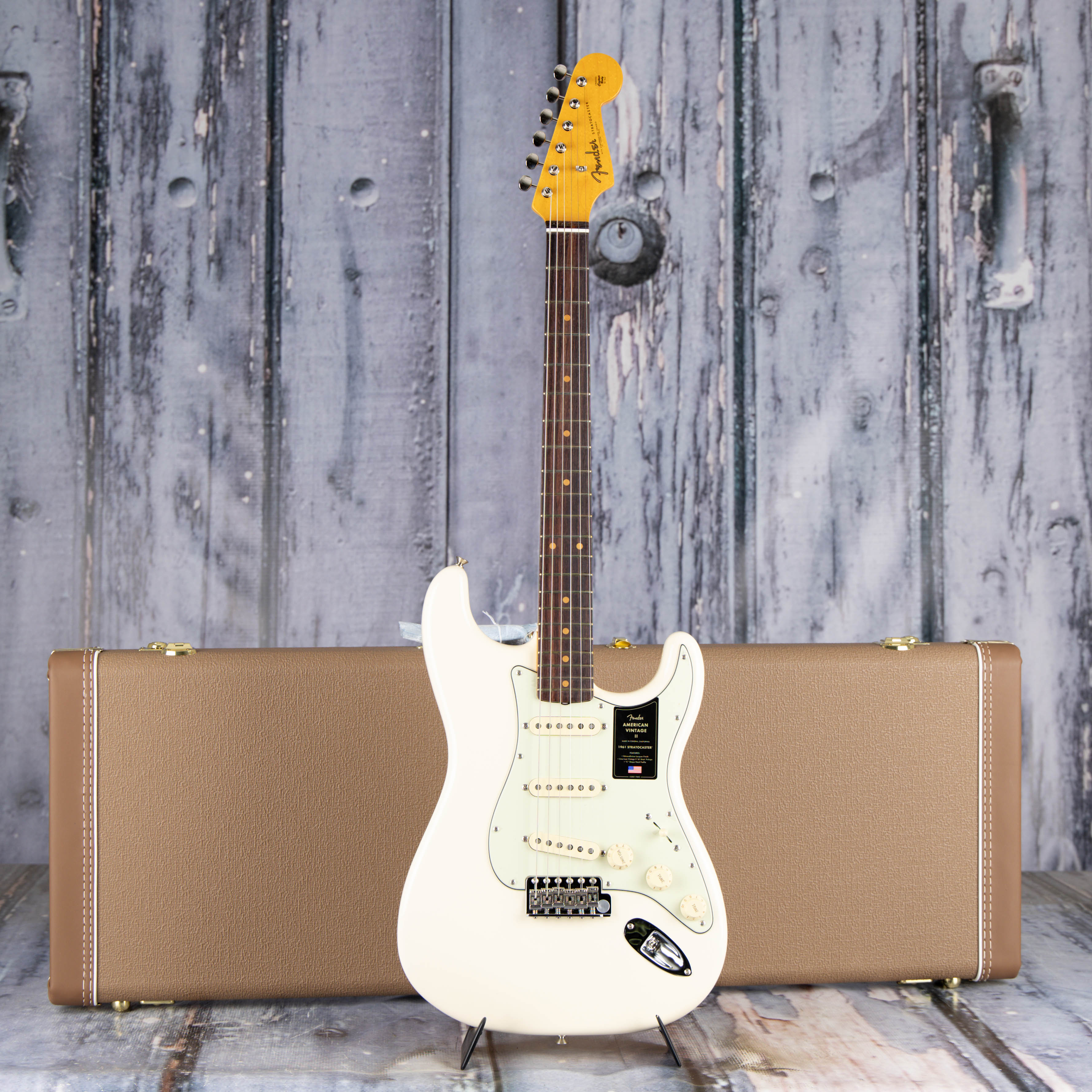 Fender American Vintage II 1961 Stratocaster Electric Guitar, Olympic White, case