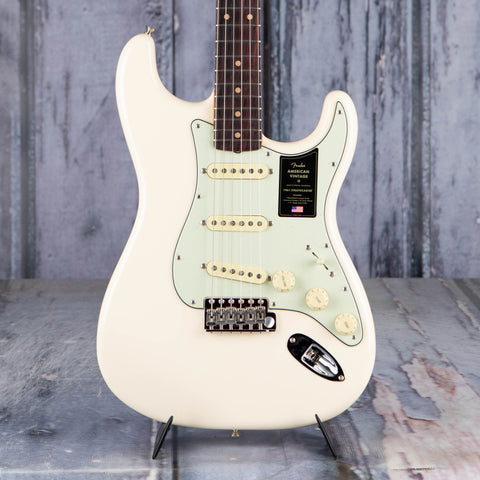 Fender American Vintage II 1961 Stratocaster Electric Guitar, Olympic White, front closeup