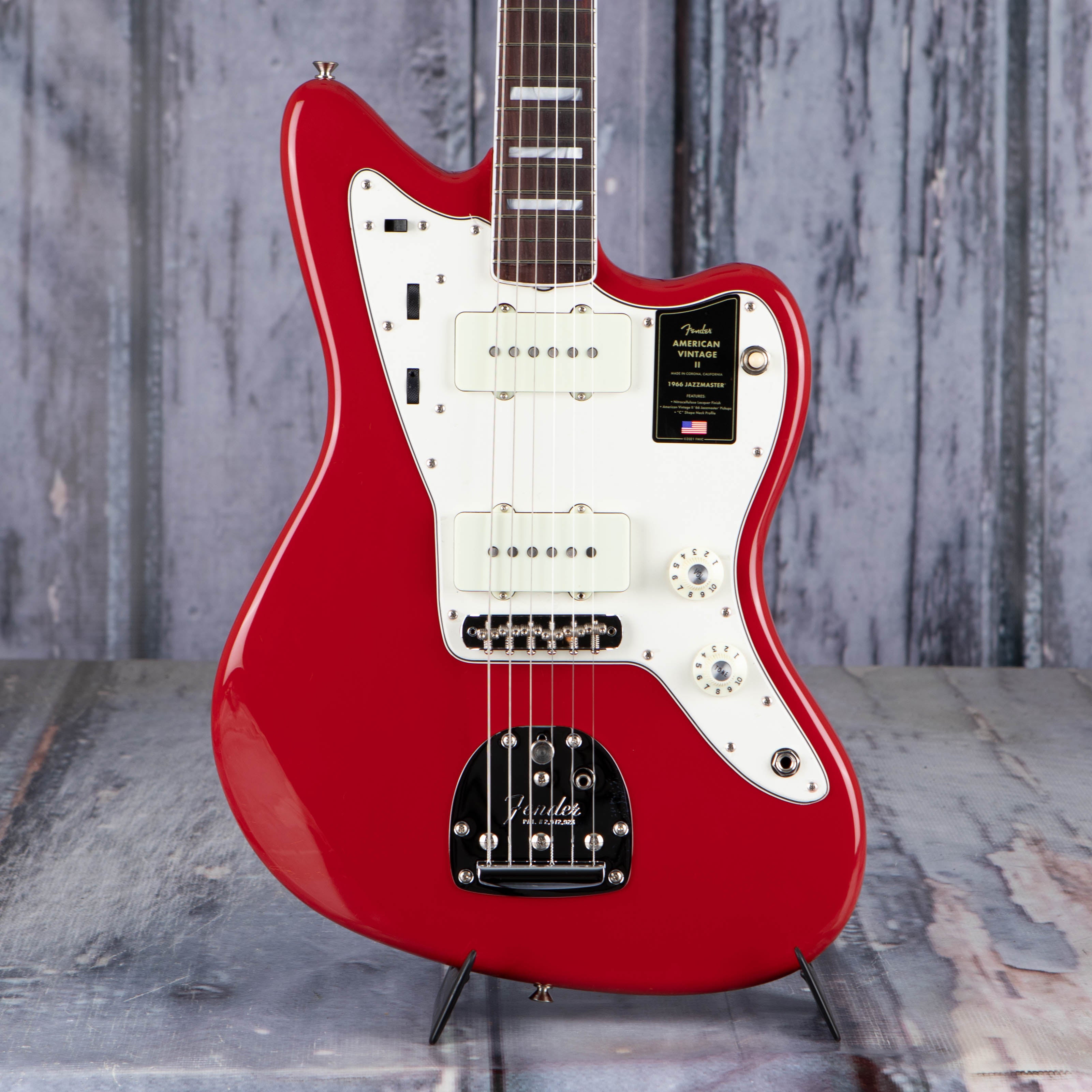 Fender American Vintage II 1966 Jazzmaster Electric Guitar, Dakota Red, front closeup