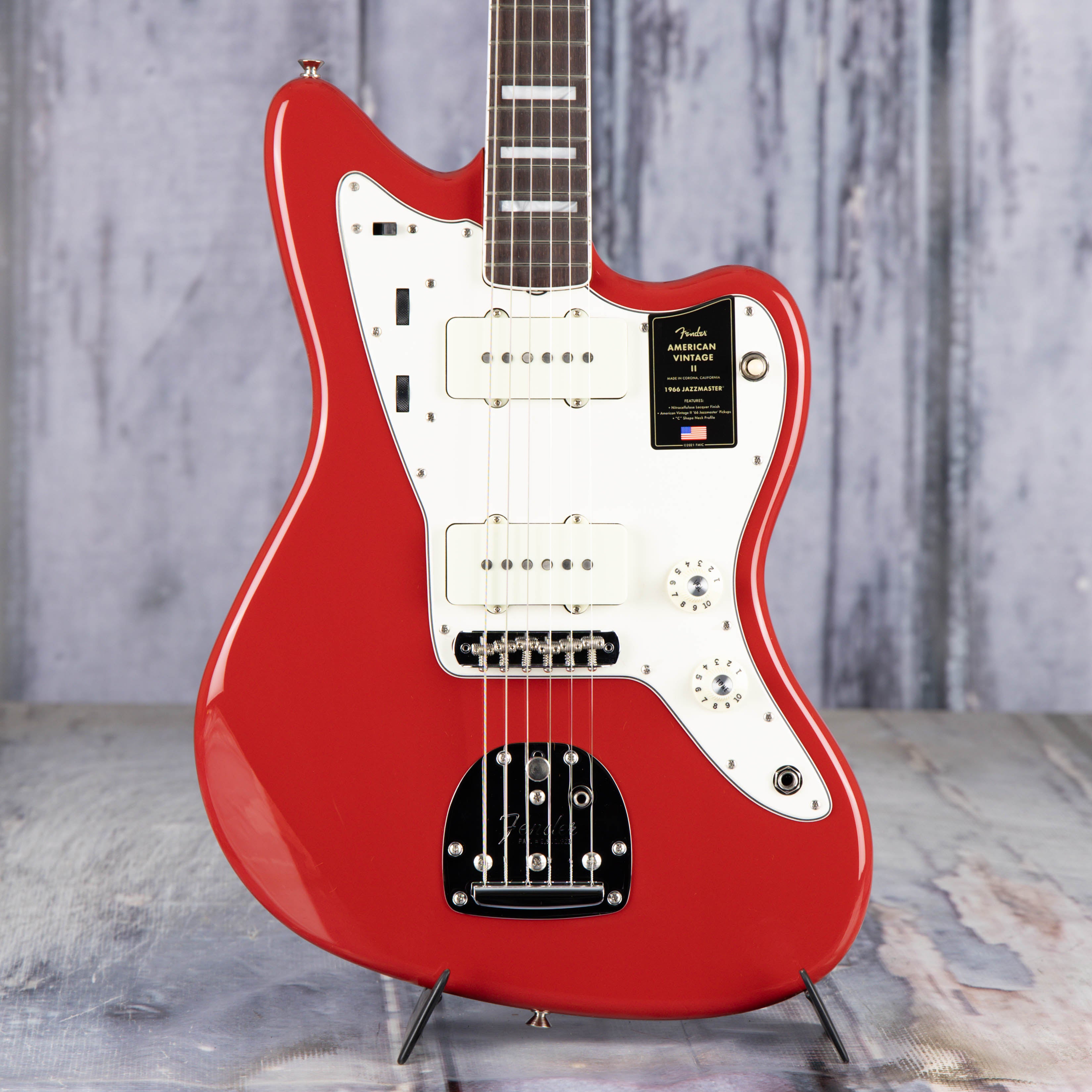 Fender American Vintage II 1966 Jazzmaster Electric Guitar, Dakota Red, front closeup