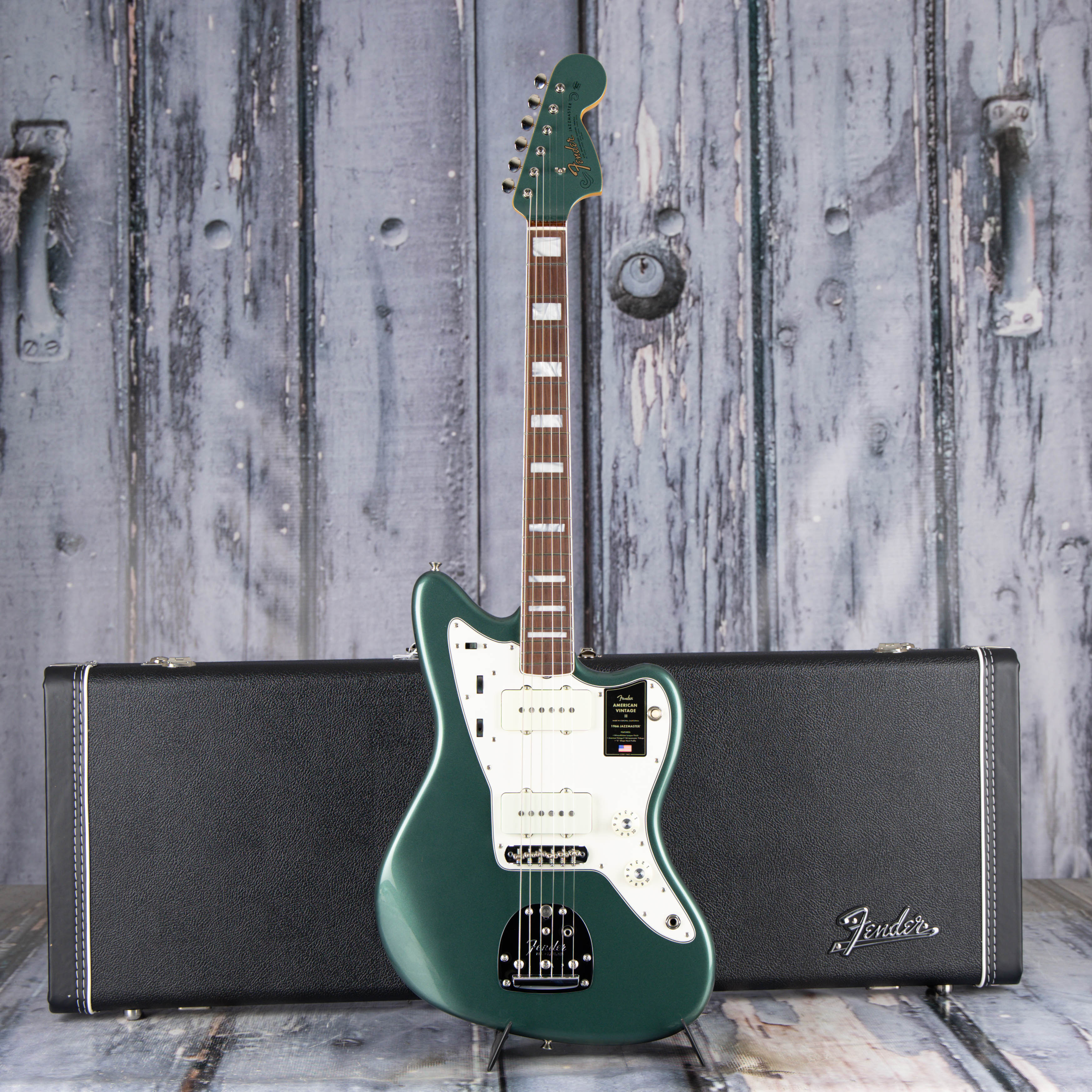 Fender American Vintage II 1966 Jazzmaster Electric Guitar, Sherwood Green Metallic, case