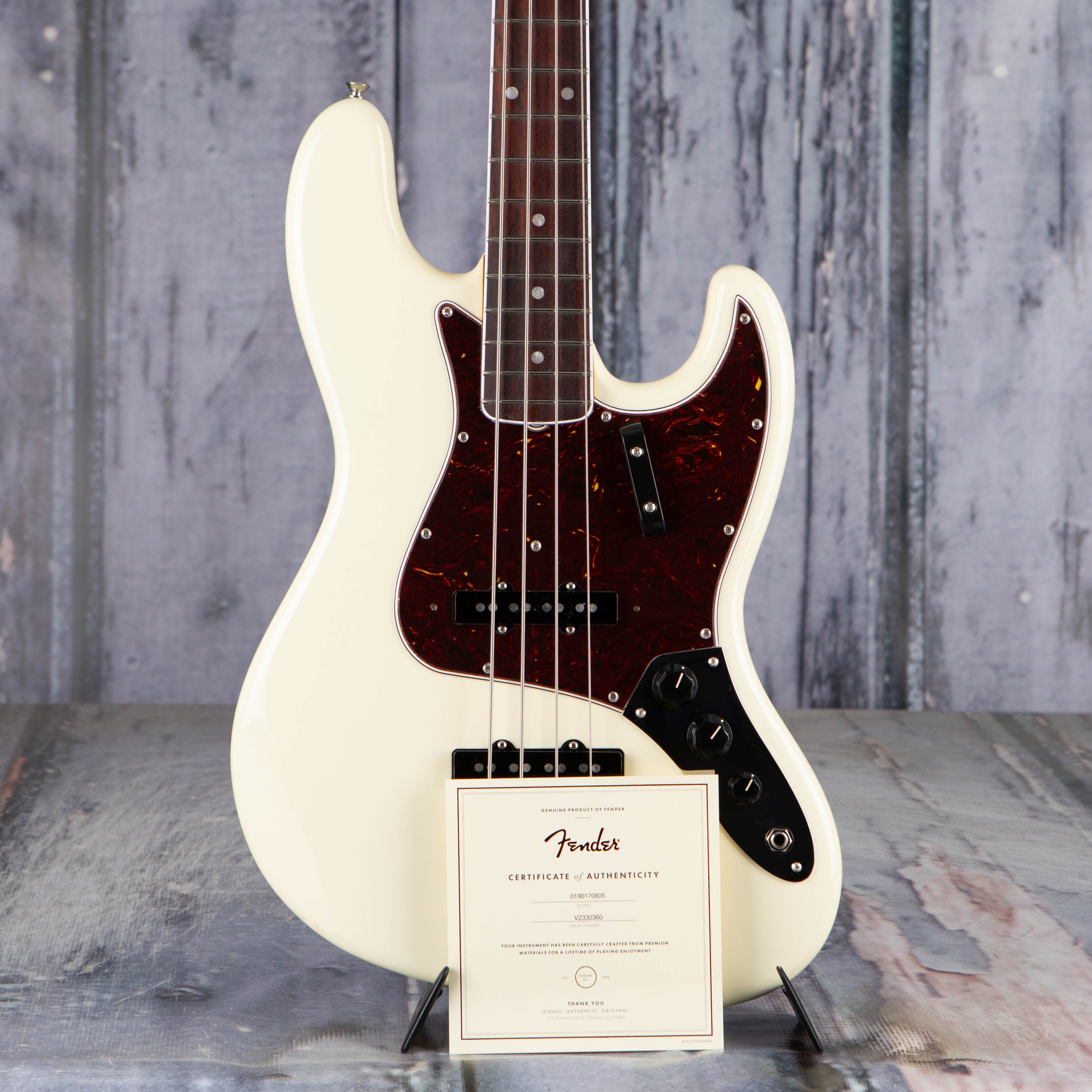 Fender American Vintage II 1966 Jazz Bass Guitar, Olympic White, coa