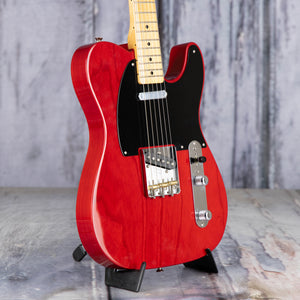 Fender Custom Shop 1951 Nocaster NOS Electric Guitar, Crimson Red Transparent, angle