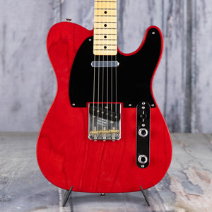 Fender Custom Shop 1951 Nocaster NOS Electric Guitar, Crimson Red Transparent, front closeup