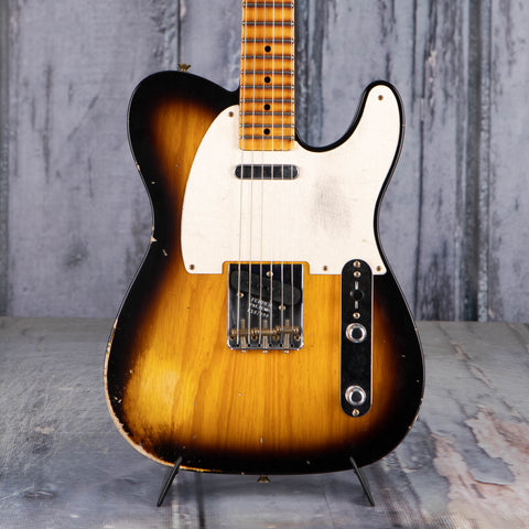 Fender Custom Shop 1953 Telecaster Relic Electric Guitar, Aged 2-Tone Sunburst, front closeup