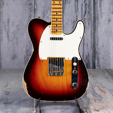 Fender Custom Shop 1959 Telecaster Custom Relic Electric Guitar, Wide-Fade Chocolate 3-Color Sunburst, front closeup