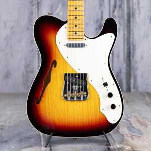 Fender Custom Shop American Custom Telecaster Thinline NOS Semi-Hollowbody Guitar, Target 3-Tone Sunburst, front closeup