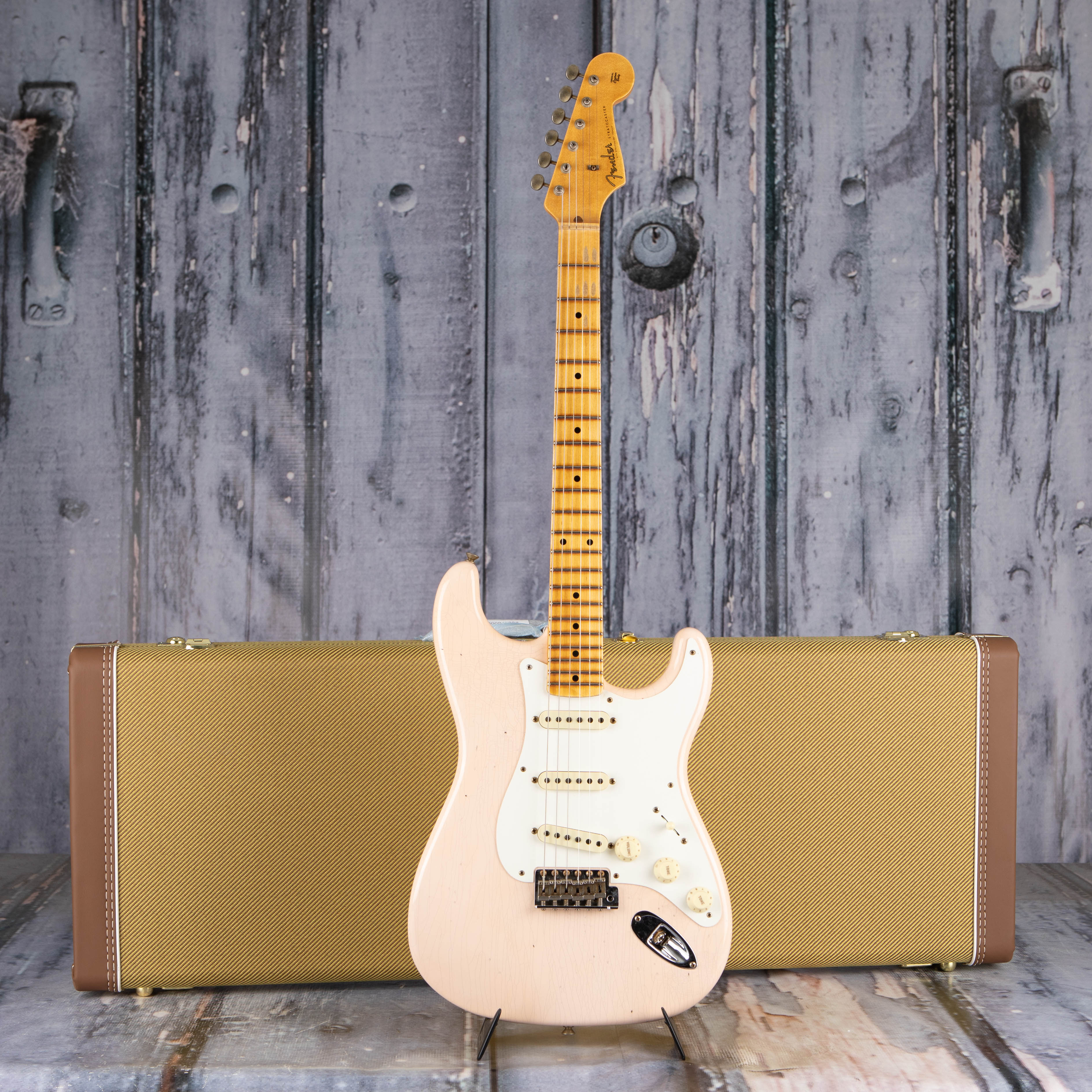 Fender Custom Shop Limited 1956 Stratocaster Journeyman Relic Electric Guitar, Super Faded Aged Shell Pink, case