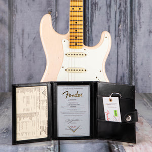 Fender Custom Shop Limited 1956 Stratocaster Journeyman Relic Electric Guitar, Super Faded Aged Shell Pink, coa