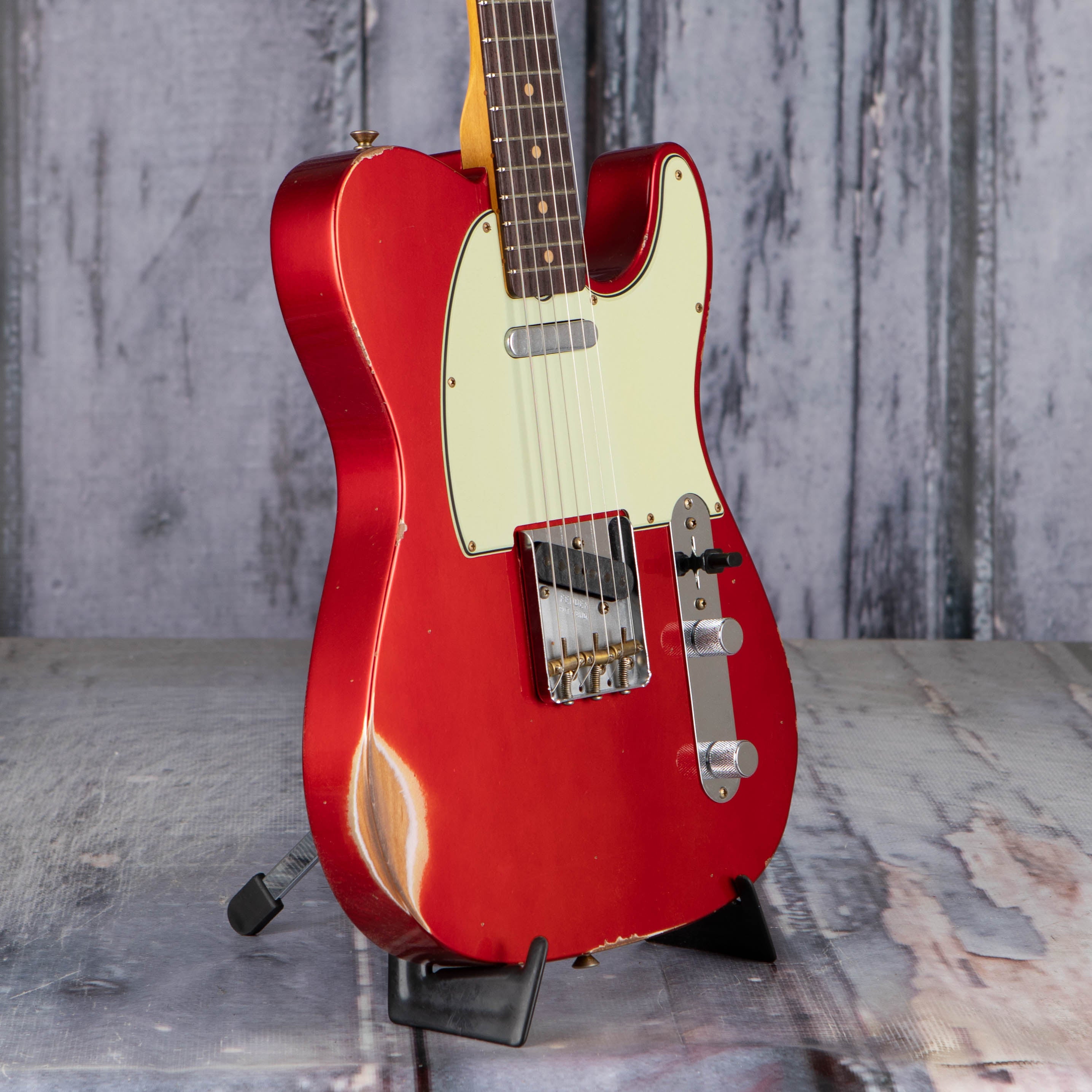Fender Custom Shop Limited 1961 Telecaster Relic Electric Guitar, Aged Candy Apple Red, angle