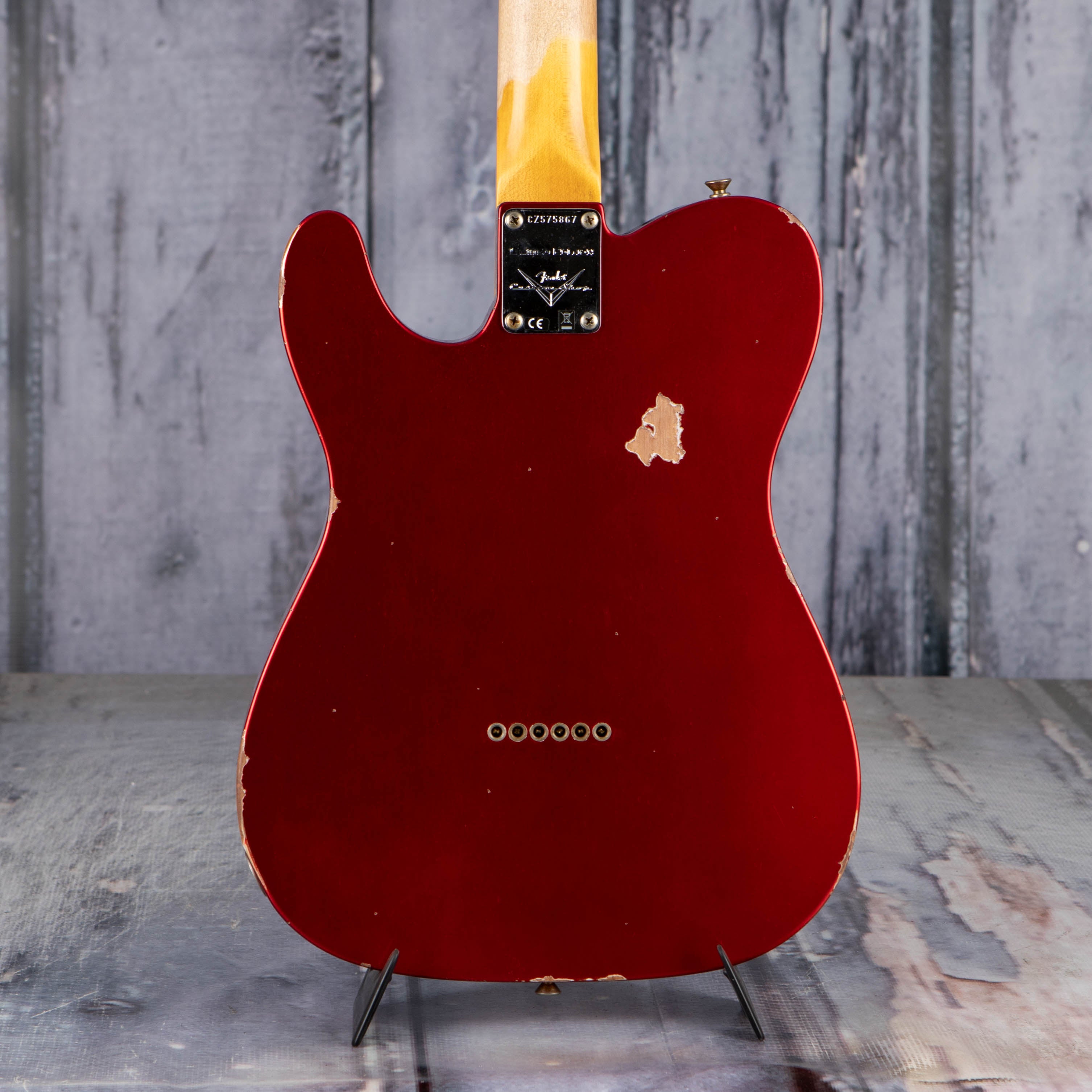 Fender Custom Shop Limited 1961 Telecaster Relic Electric Guitar, Aged Candy Apple Red, back closeup