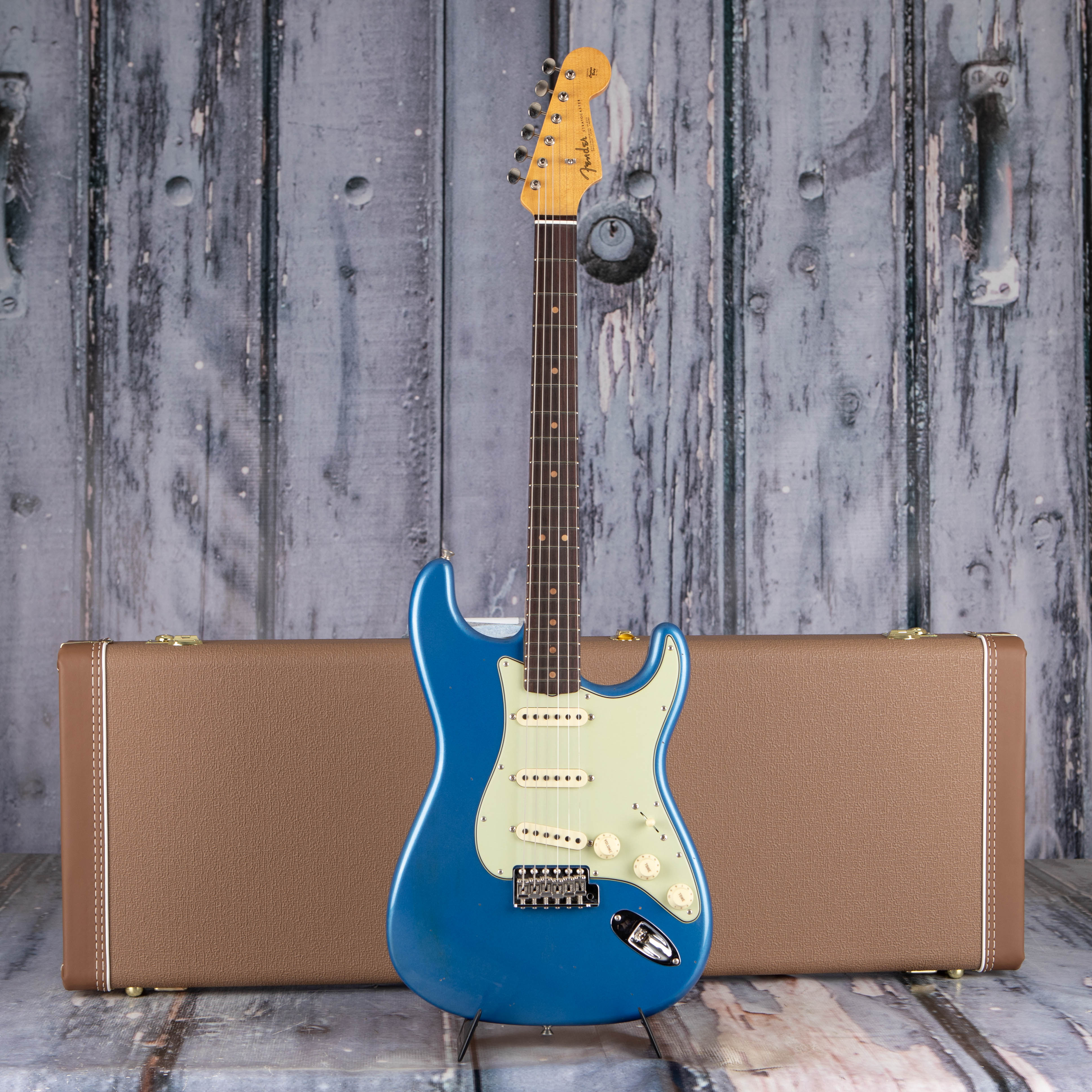 Fender Custom Shop Limited 1963 Stratocaster Journeyman Relic Closet Classic Electric Guitar, Aged Lake Placid Blue, case