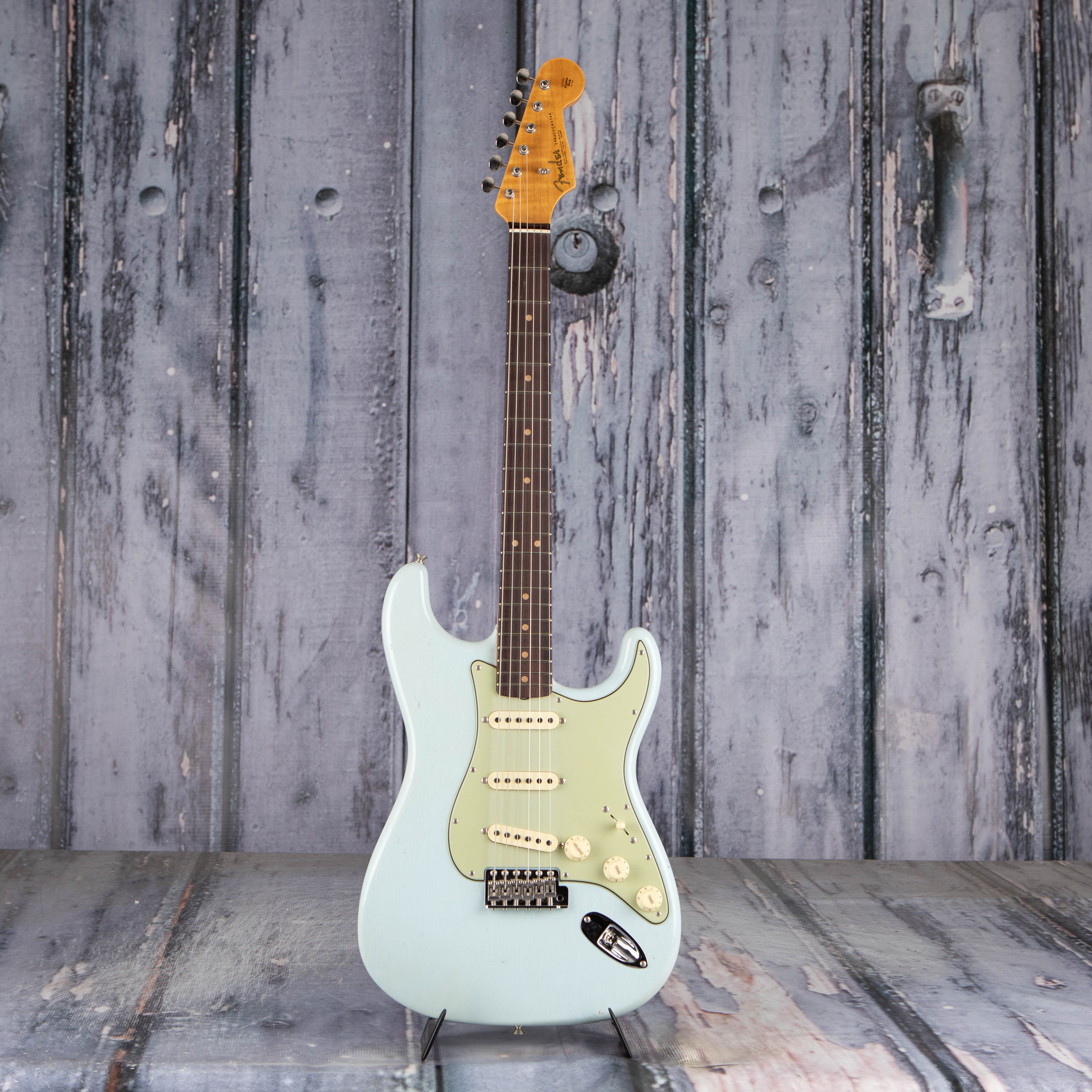 Fender Custom Shop Limited 1963 Stratocaster Journeyman Relic Closet Classic Electric Guitar, Aged Sonic Blue, front