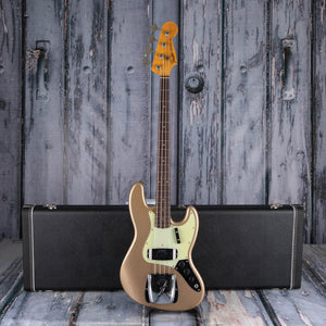 Fender Custom Shop Limited Edition 1964 Jazz Bass Journeyman Relic Electric Bass Guitar, Aged Shoreline Gold, case