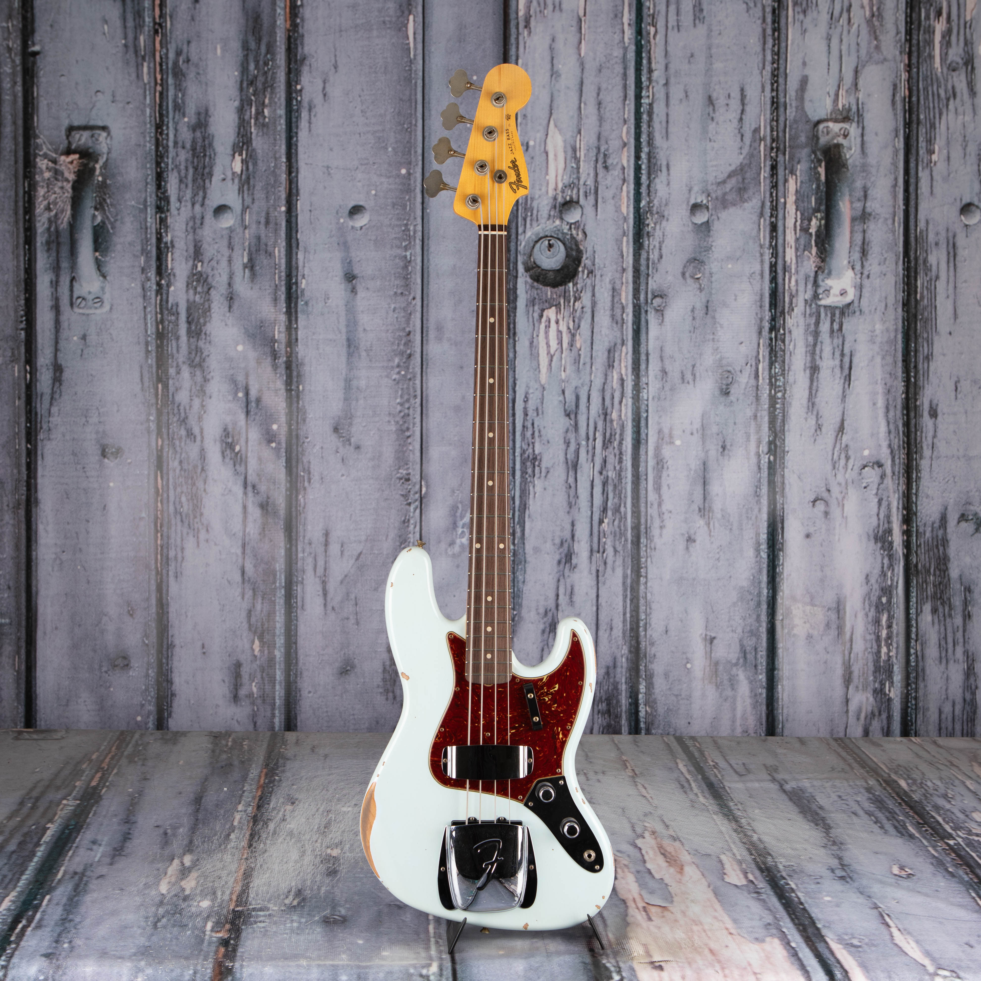 Fender Custom Shop Limited Edition 1960 Jazz Bass Relic Electric Bass Guitar, Super Faded Aged Sonic Blue, front