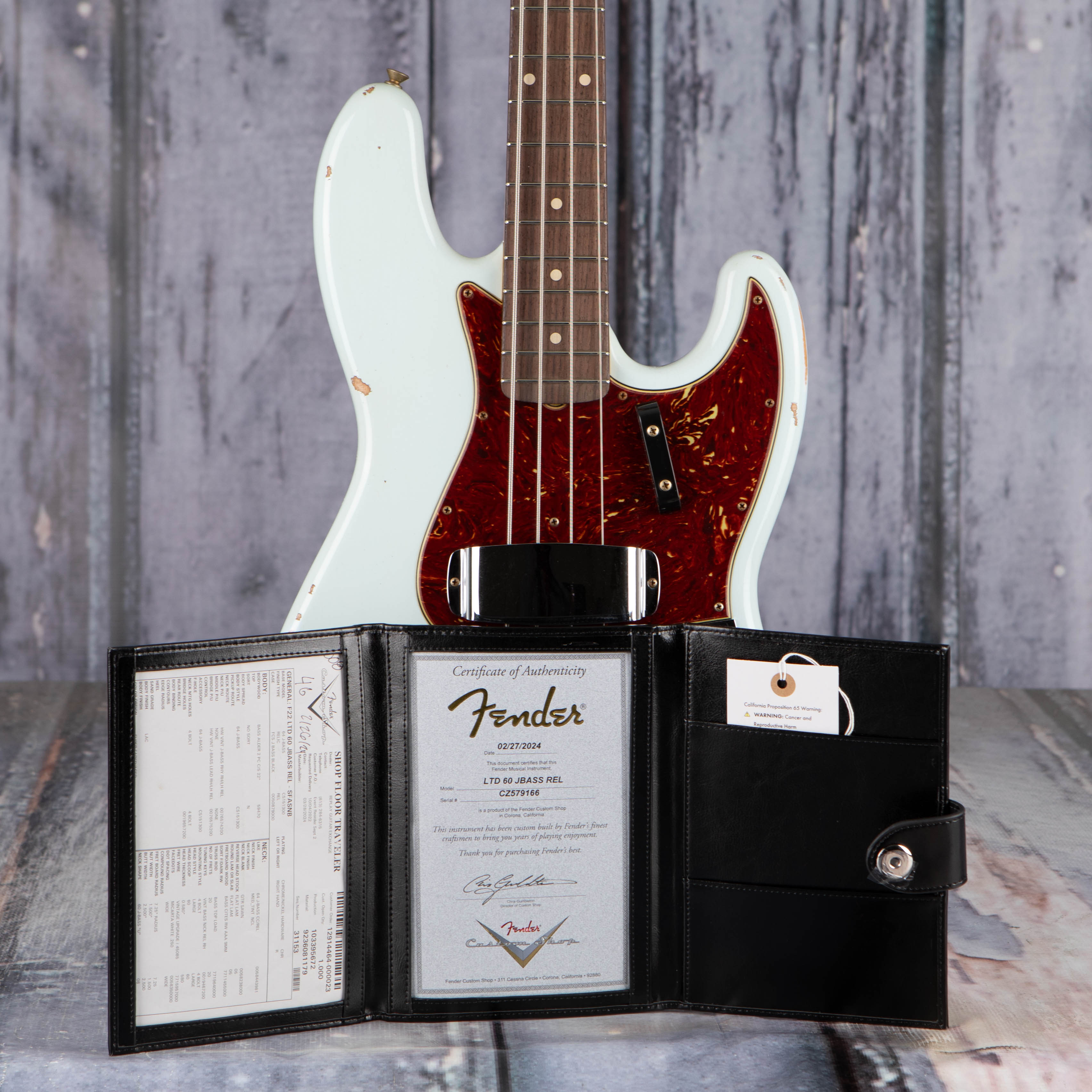 Fender Custom Shop Limited Edition 1960 Jazz Bass Relic Electric Bass Guitar, Super Faded Aged Sonic Blue, coa