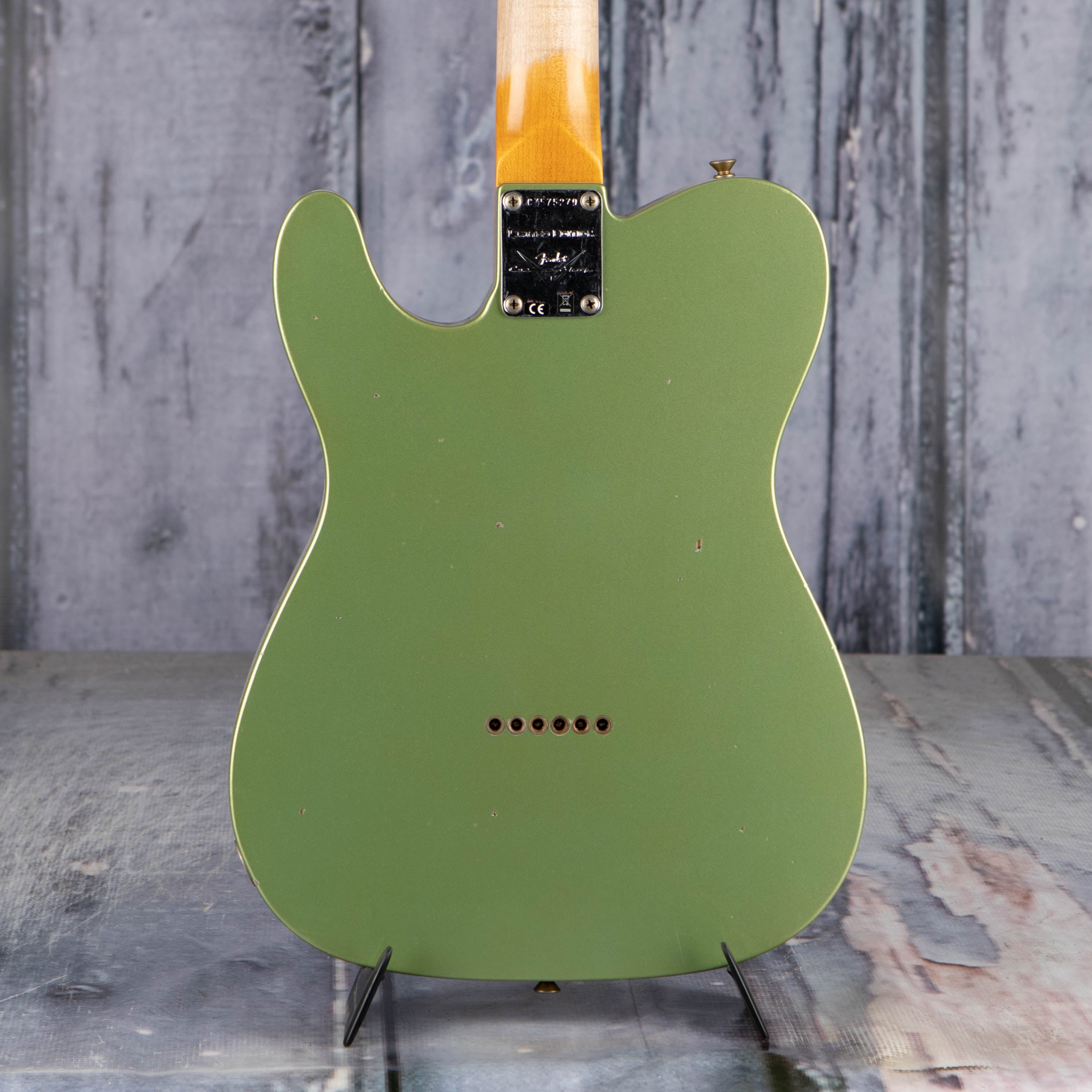 Fender Custom Shop Limited Edition 1960 Telecaster Journeyman Relic Electric Guitar, Aged Sage Green Metallic, back closeup