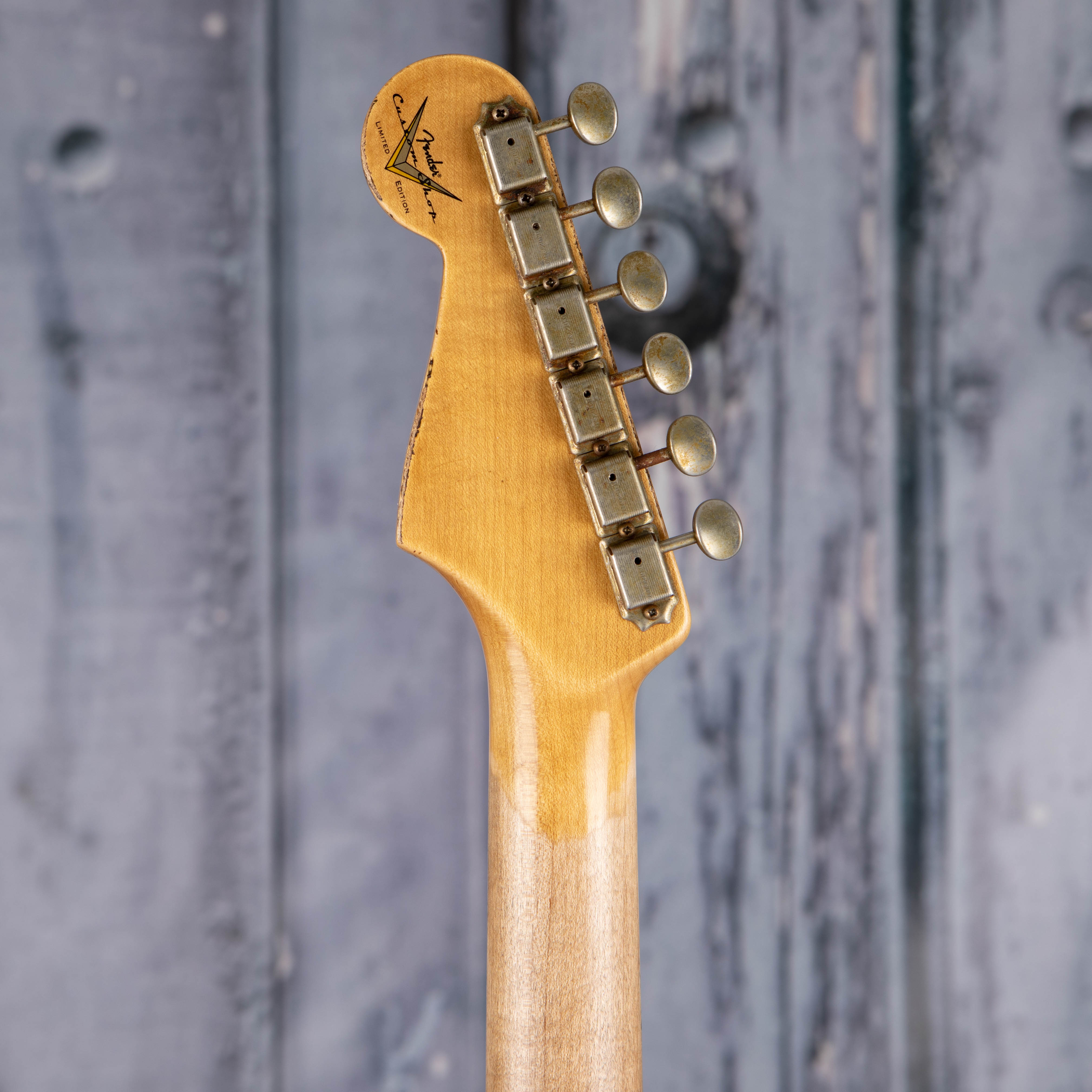 Fender Custom Shop Limited Edition 1962 Stratocaster Relic Electric Guitar, Aged Tahitian Coral, back headstock