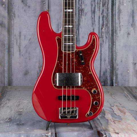 Fender Custom Shop Limited Edition Precision Bass Special Journeyman Relic Electric Bass Guitar, Aged Dakota Red, front closeup