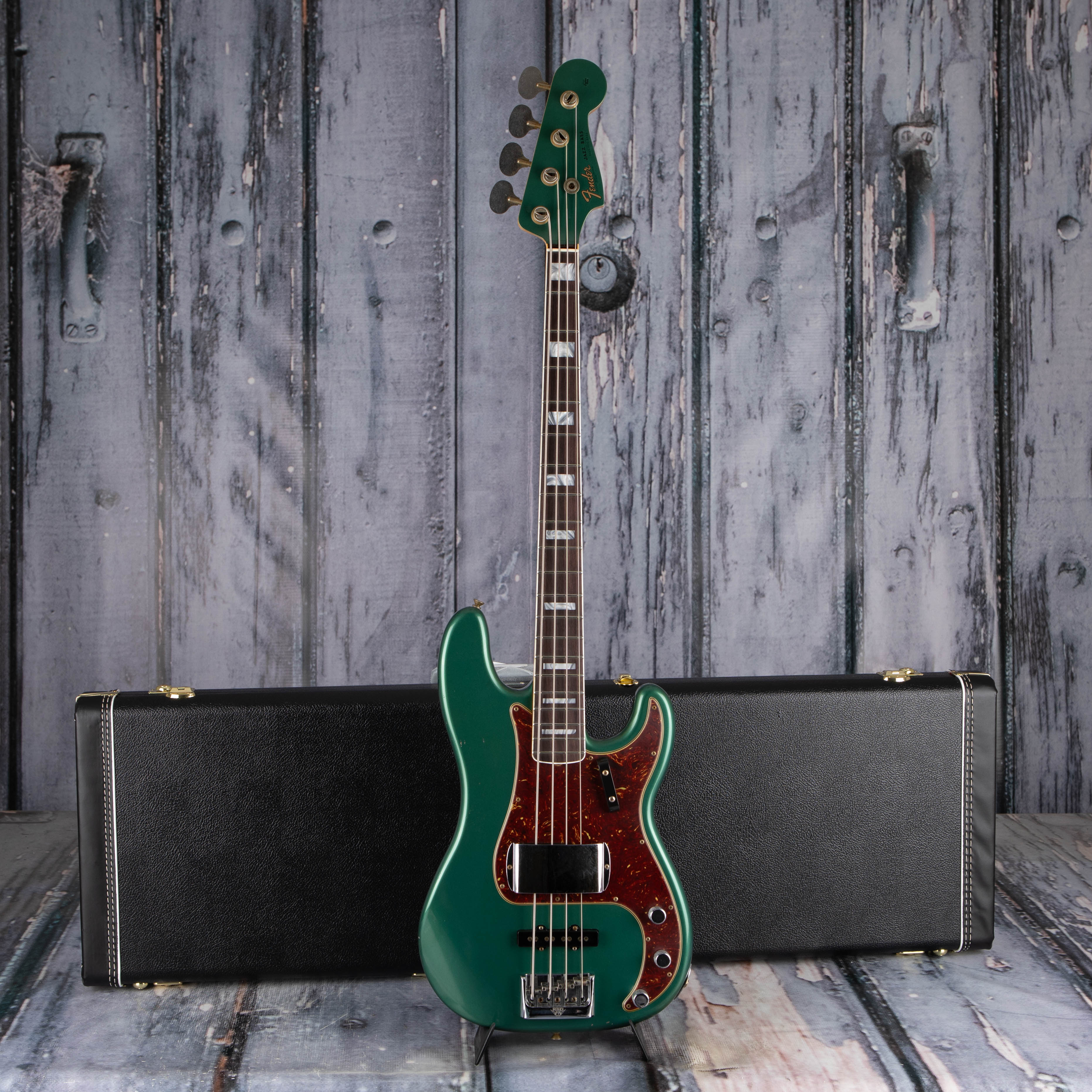 Fender Custom Shop Limited Edition Precision Bass Special Journeyman Relic Electric Bass Guitar, Aged Sherwood Green Metallic, case