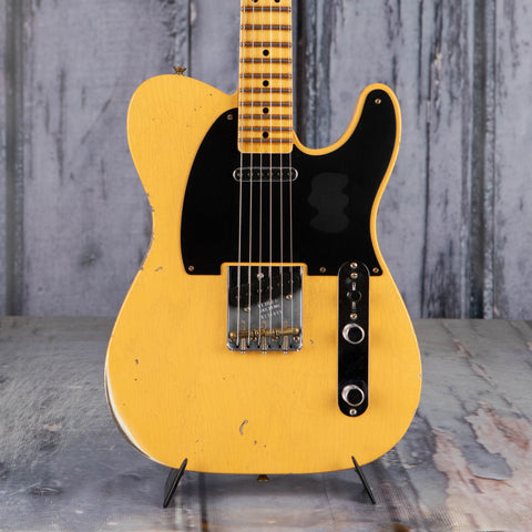Fender Custom Shop Limited Tomatillo BG Telecaster Relic Electric Guitar, Aged Nocaster Blonde, front closeup