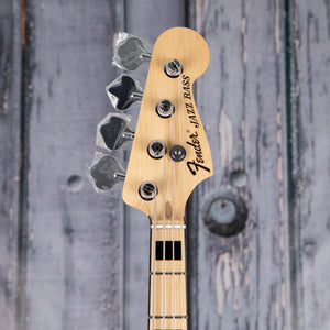 Fender Geddy Lee Jazz Bass Guitar, Black, front headstock