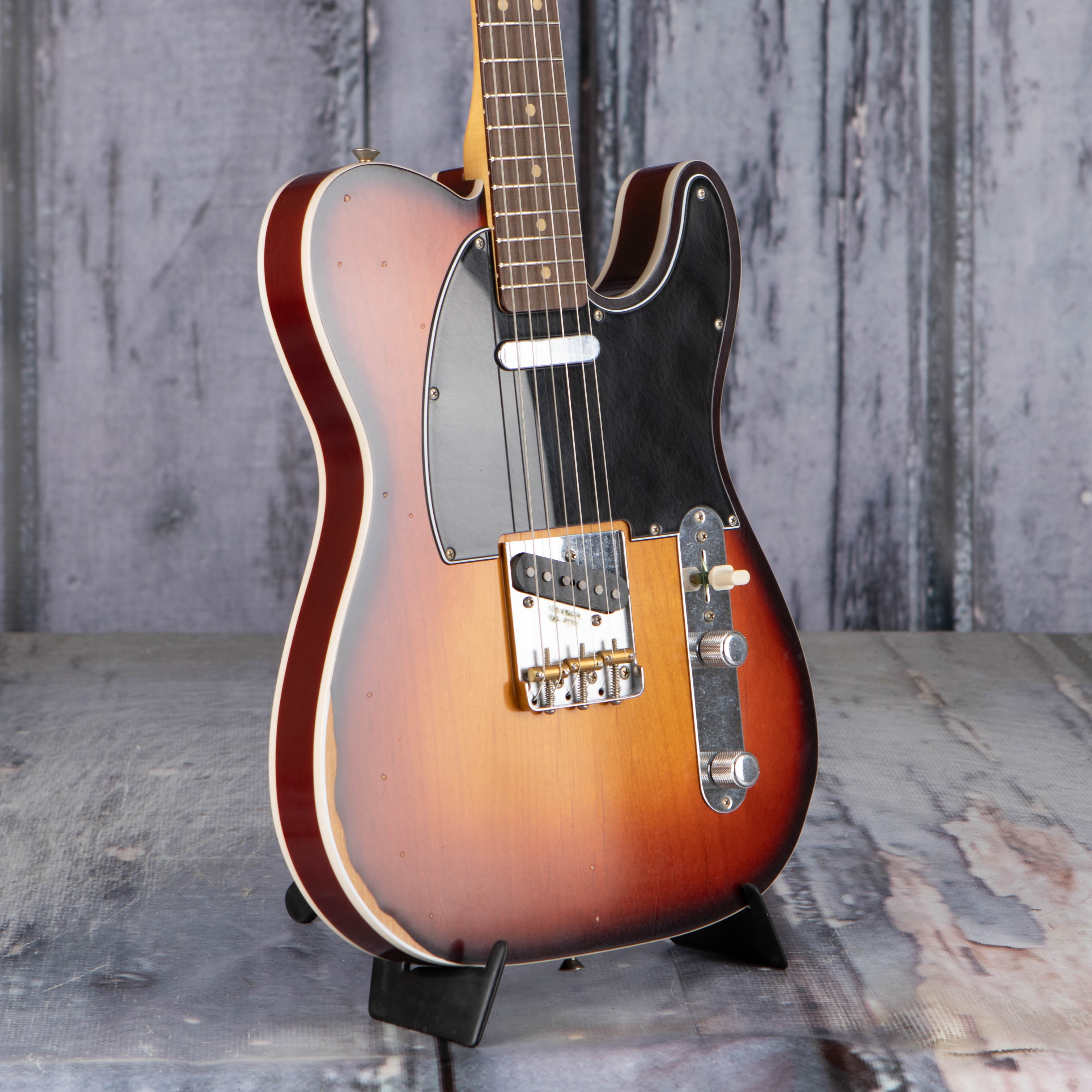 Fender Jason Isbell Custom Telecaster Electric Guitar, 3-Color Chocolate Burst, angle