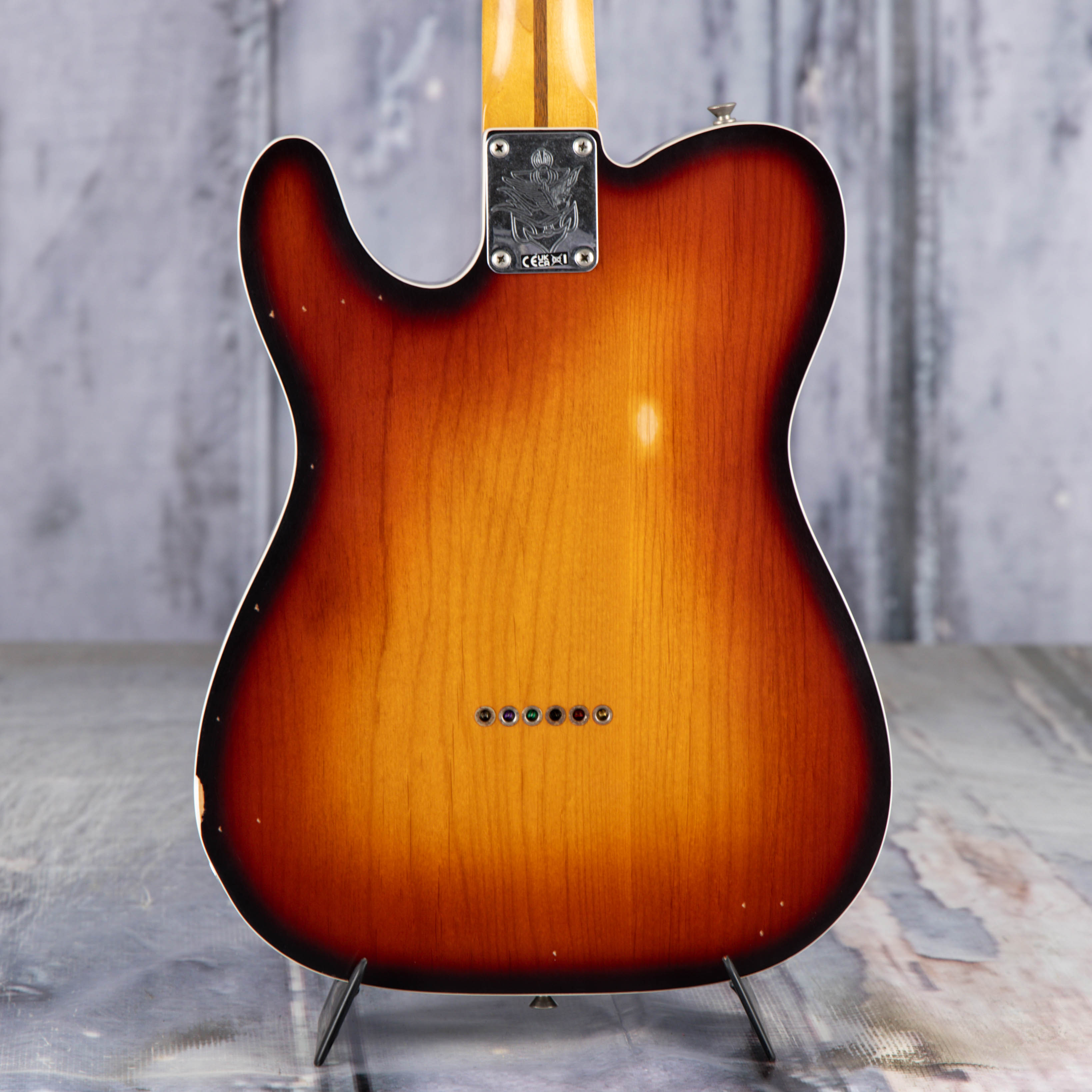 Fender Jason Isbell Custom Telecaster Electric Guitar, 3-Color Chocolate Burst, back closeup