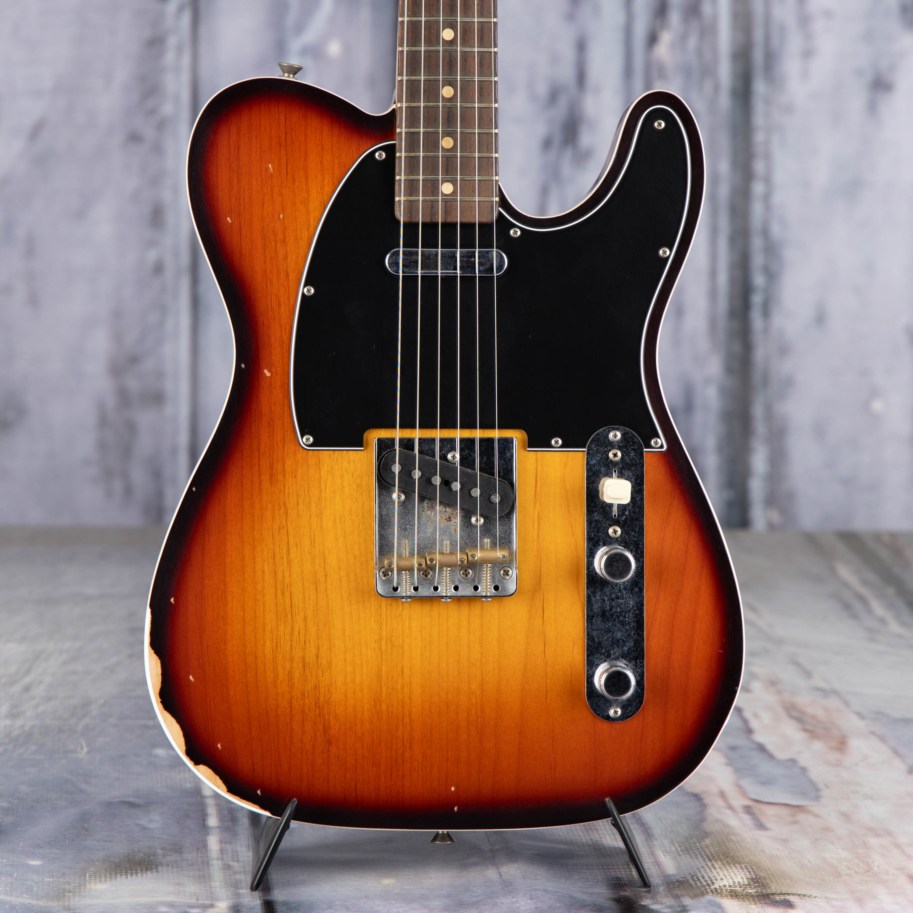 Fender Jason Isbell Custom Telecaster Electric Guitar, 3-Color Chocolate Burst, front closeup