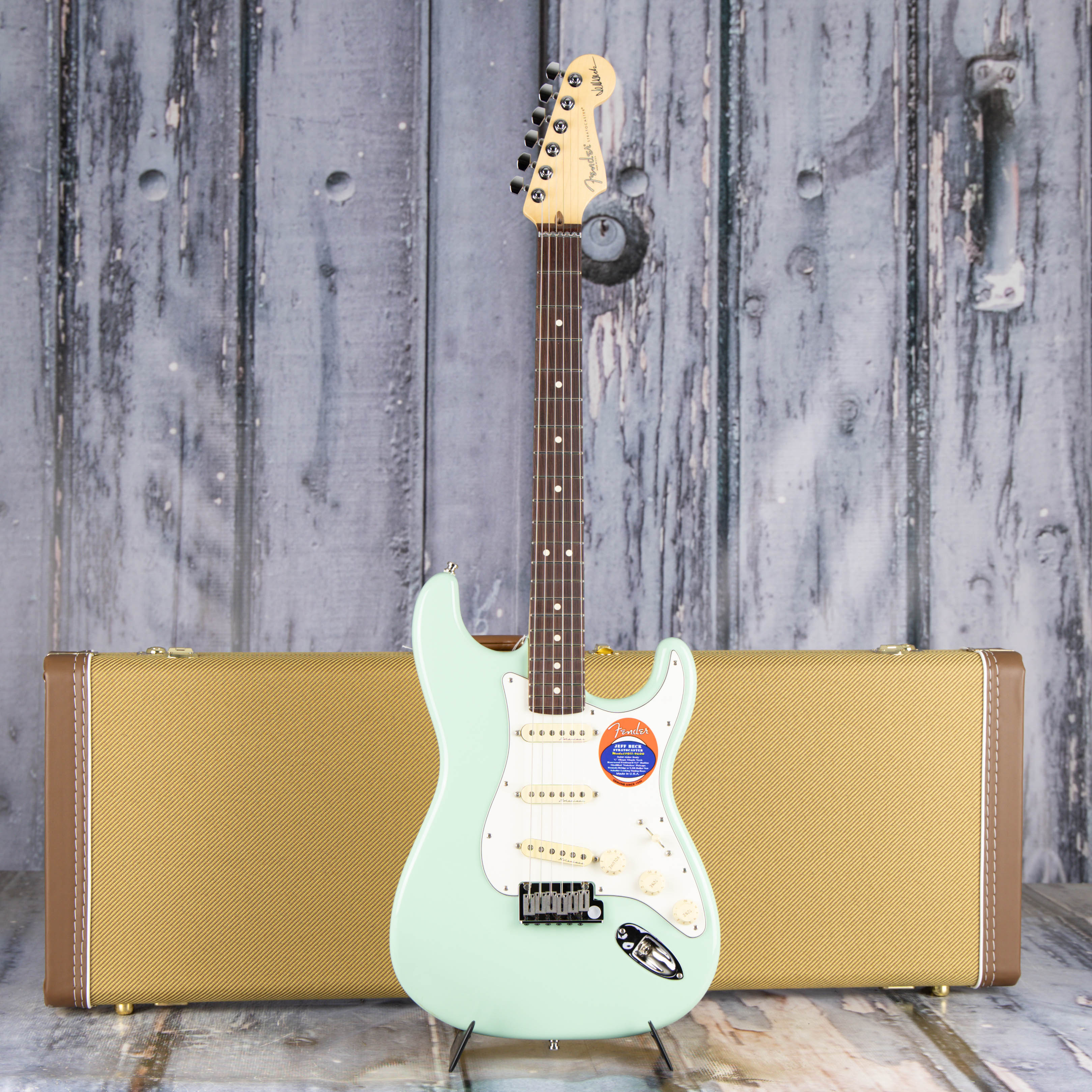 Fender Jeff Beck Stratocaster Electric Guitar, Surf Green, case
