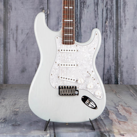 Fender Kenny Wayne Shepherd Stratocaster Electric Guitar, Transparent Faded Sonic Blue, front closeup