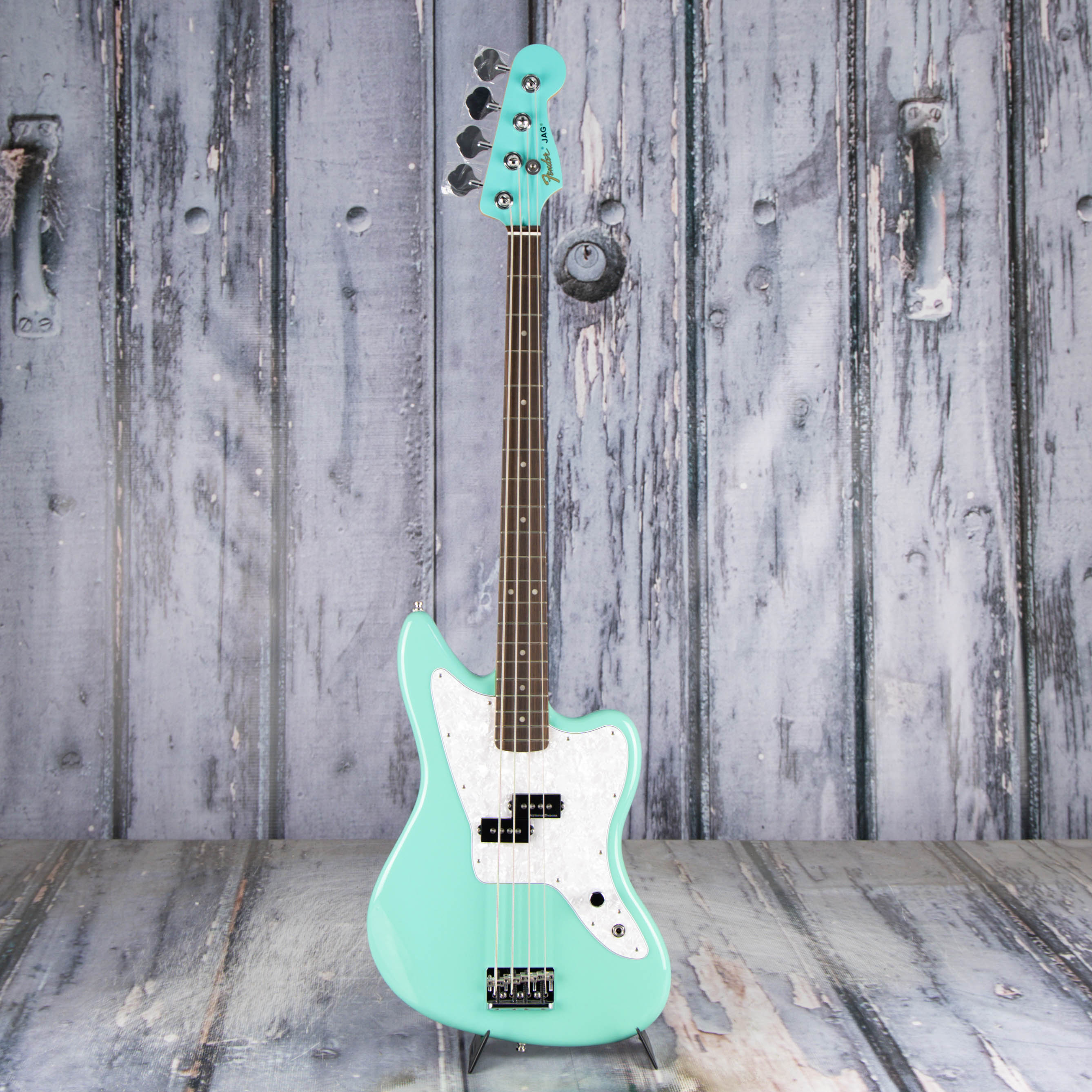 Fender Limited Edition Mark Hoppus Jaguar Electric Bass Guitar, Sea Foam Green, front