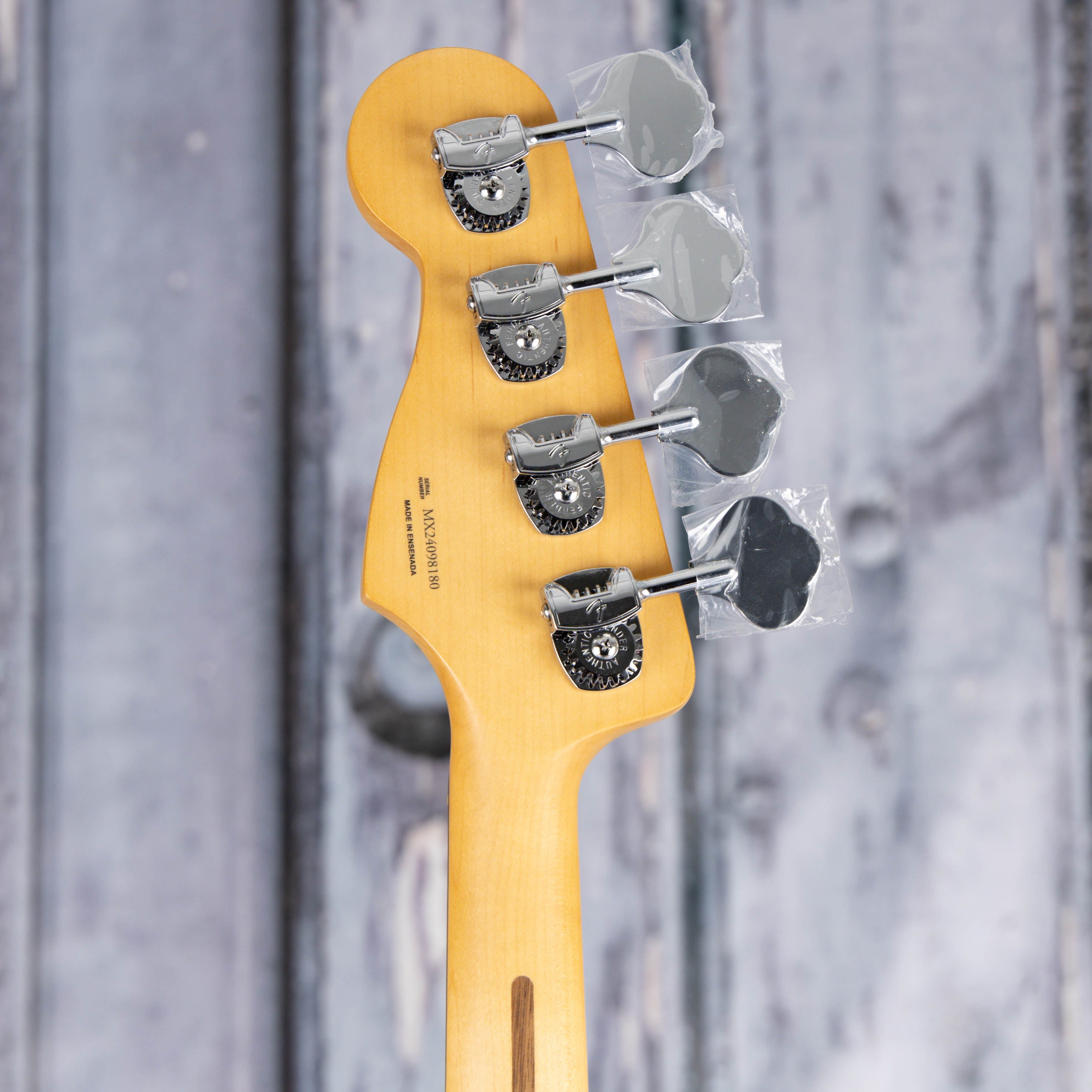 Fender Limited Edition Mark Hoppus Jaguar Electric Bass Guitar, Sea Foam Green, back headstock