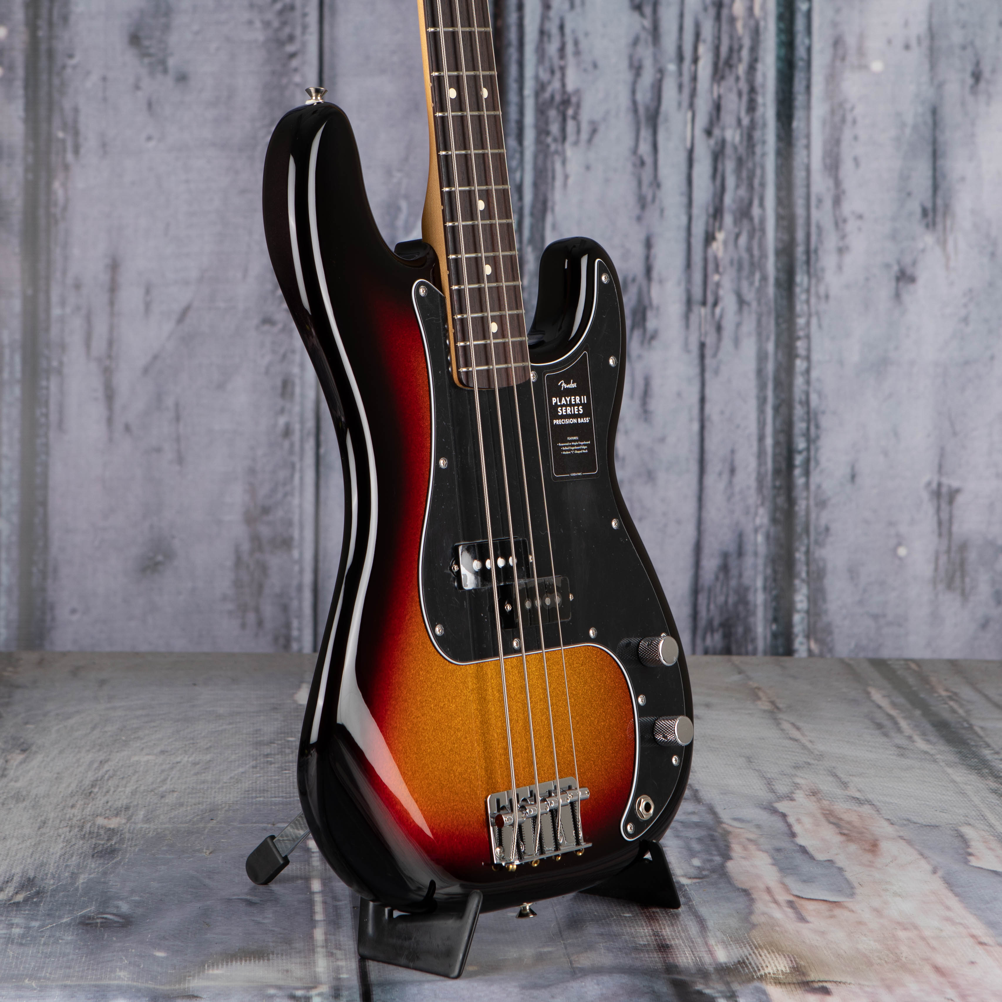 Fender Limited Edition Player II Precision Bass Guitar, Sparkle 3-Color Sunburst, angle