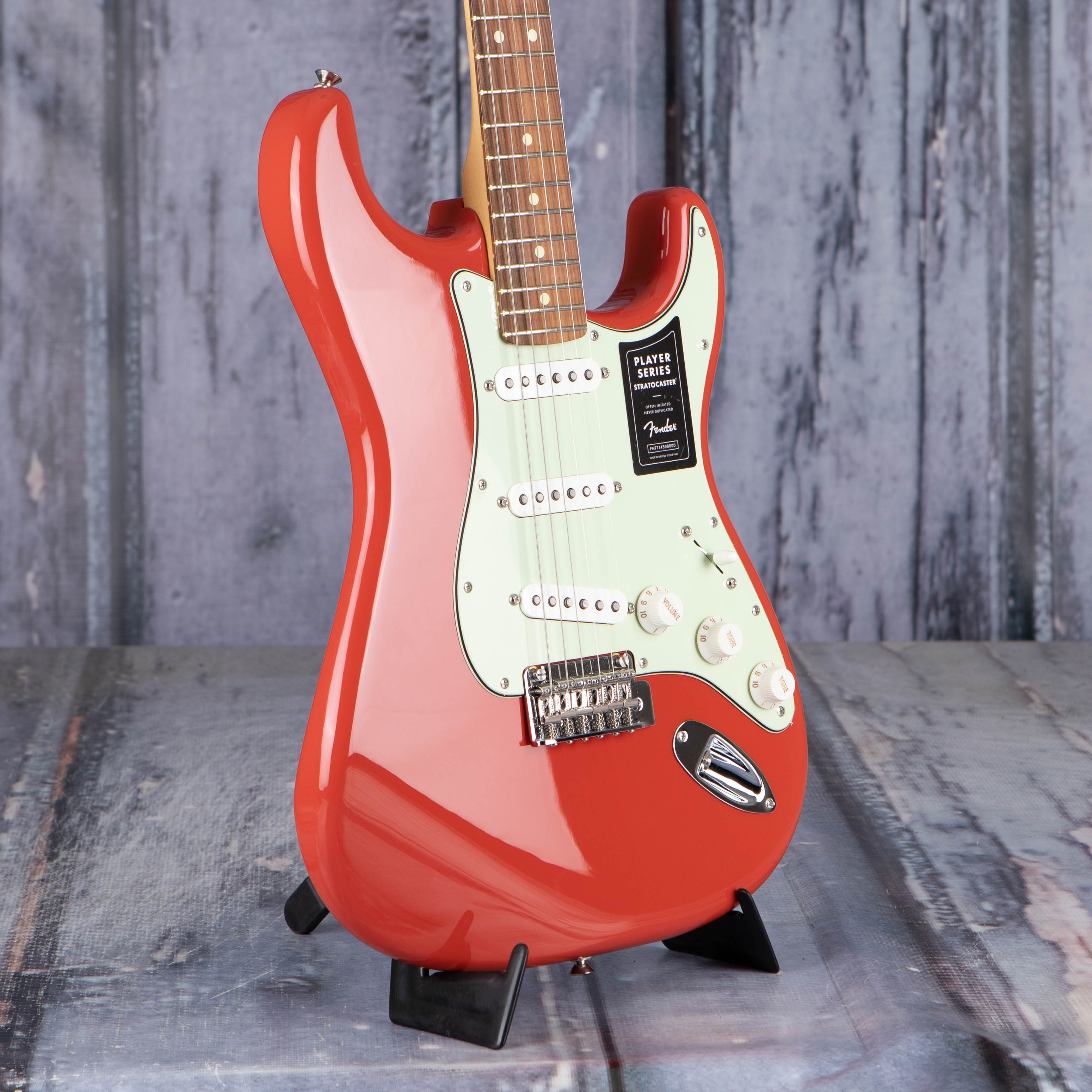Fender Limited Edition Player Stratocaster Electric Guitar, Fiesta Red, angle