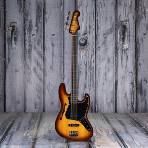 Fender Limited Edition Suona Jazz Bass Thinline Semi-Hollowbody Bass Guitar, Violin Burst, front