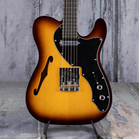 Fender Limited Edition Suona Telecaster Thinline Semi-Hollowbody Guitar, Violin Burst, front closeup