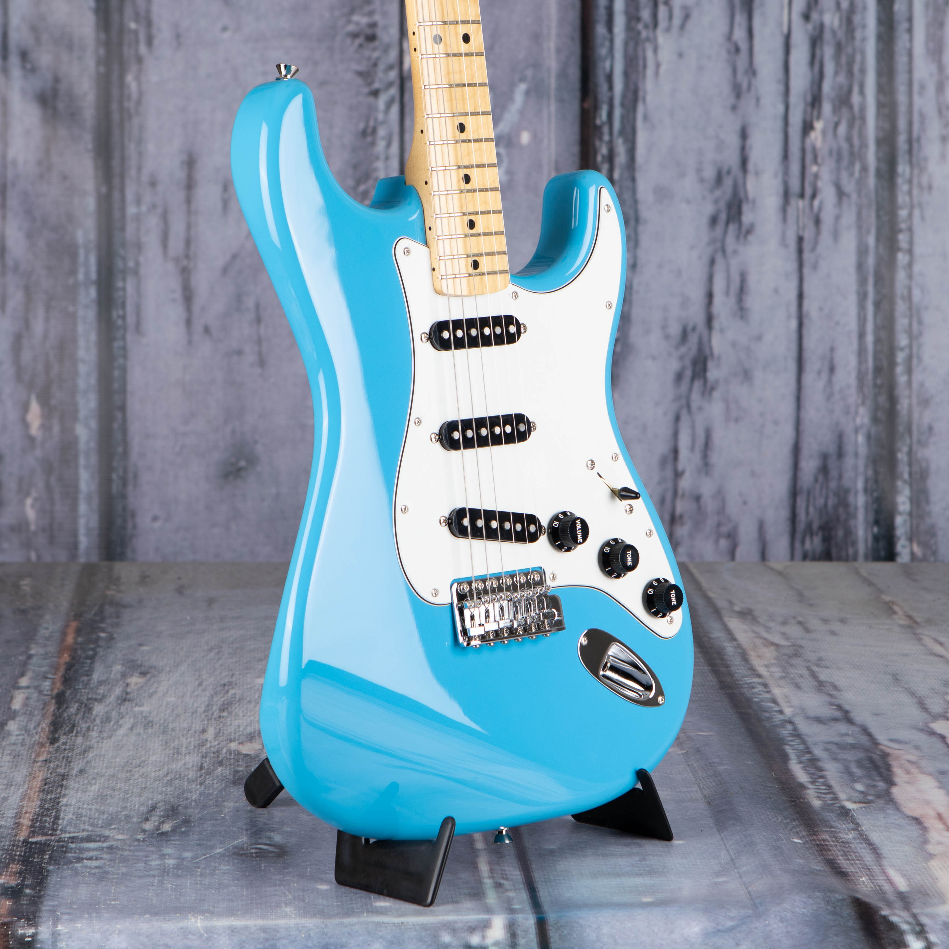 Fender Made In Japan Limited International Color Stratocaster Electric Guitar, Maui Blue, angle