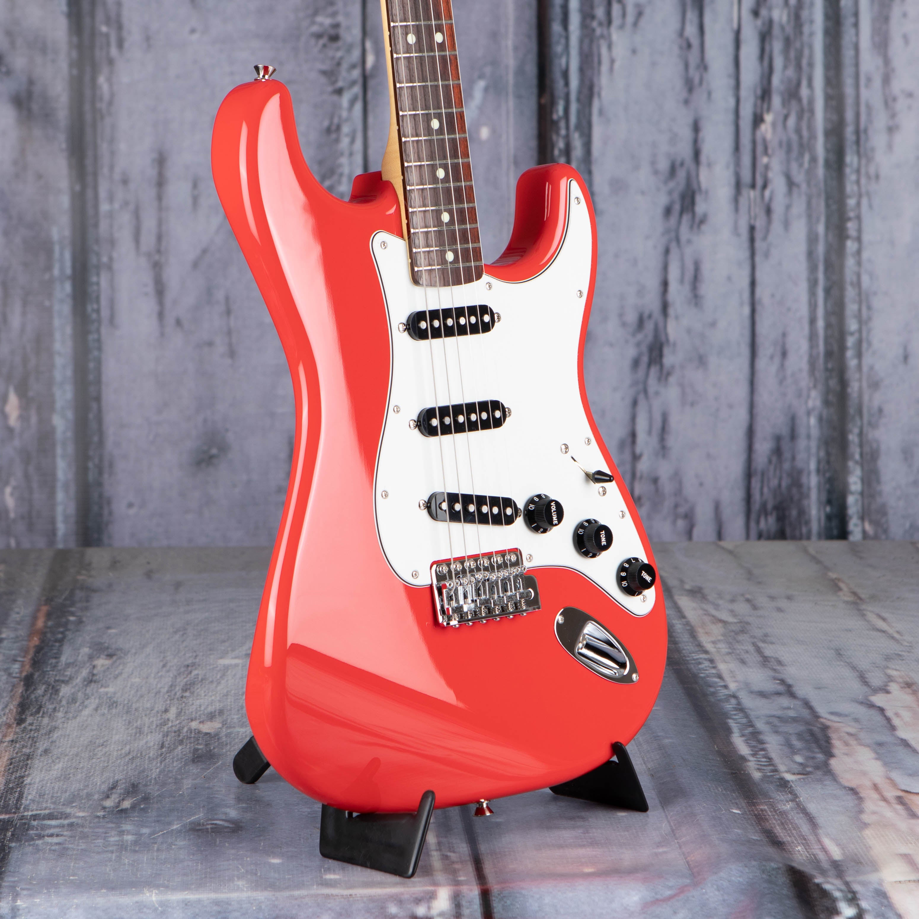 Fender Made In Japan Limited International Color Stratocaster Electric Guitar, Morocco Red, angle