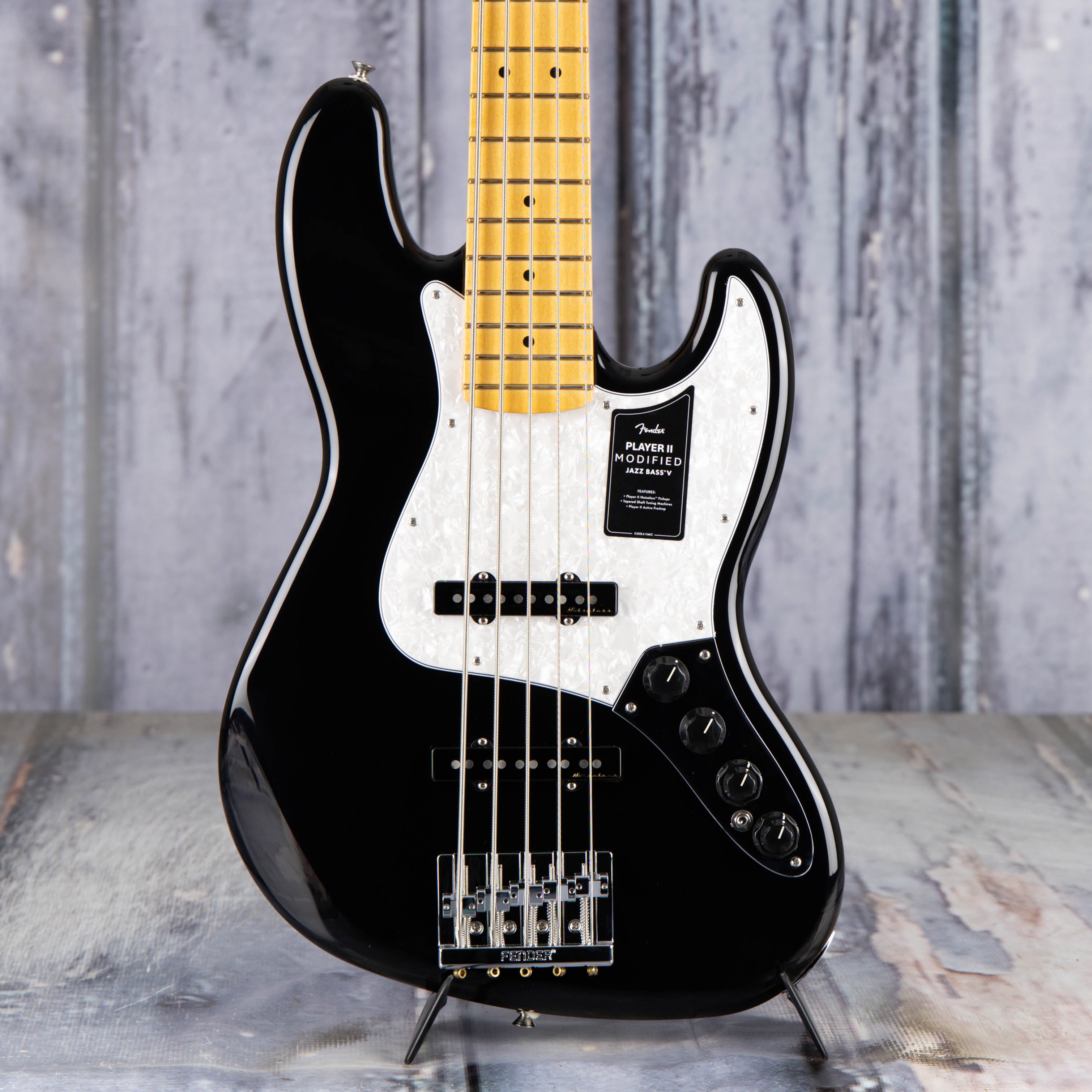 Fender Player II Modified Active Jazz Bass V 5-String Bass Guitar, Dusk, front closeup