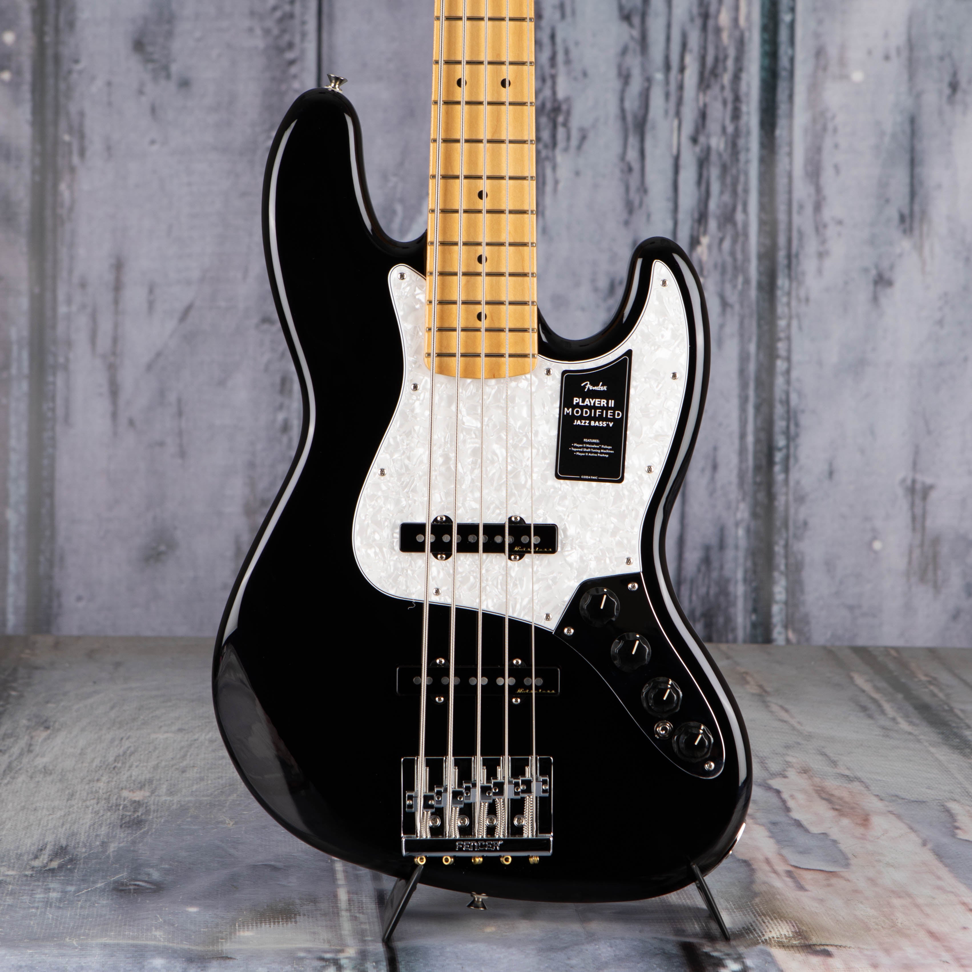 Fender Player II Modified Active Jazz Bass V 5-String Bass Guitar, Dusk, front closeup