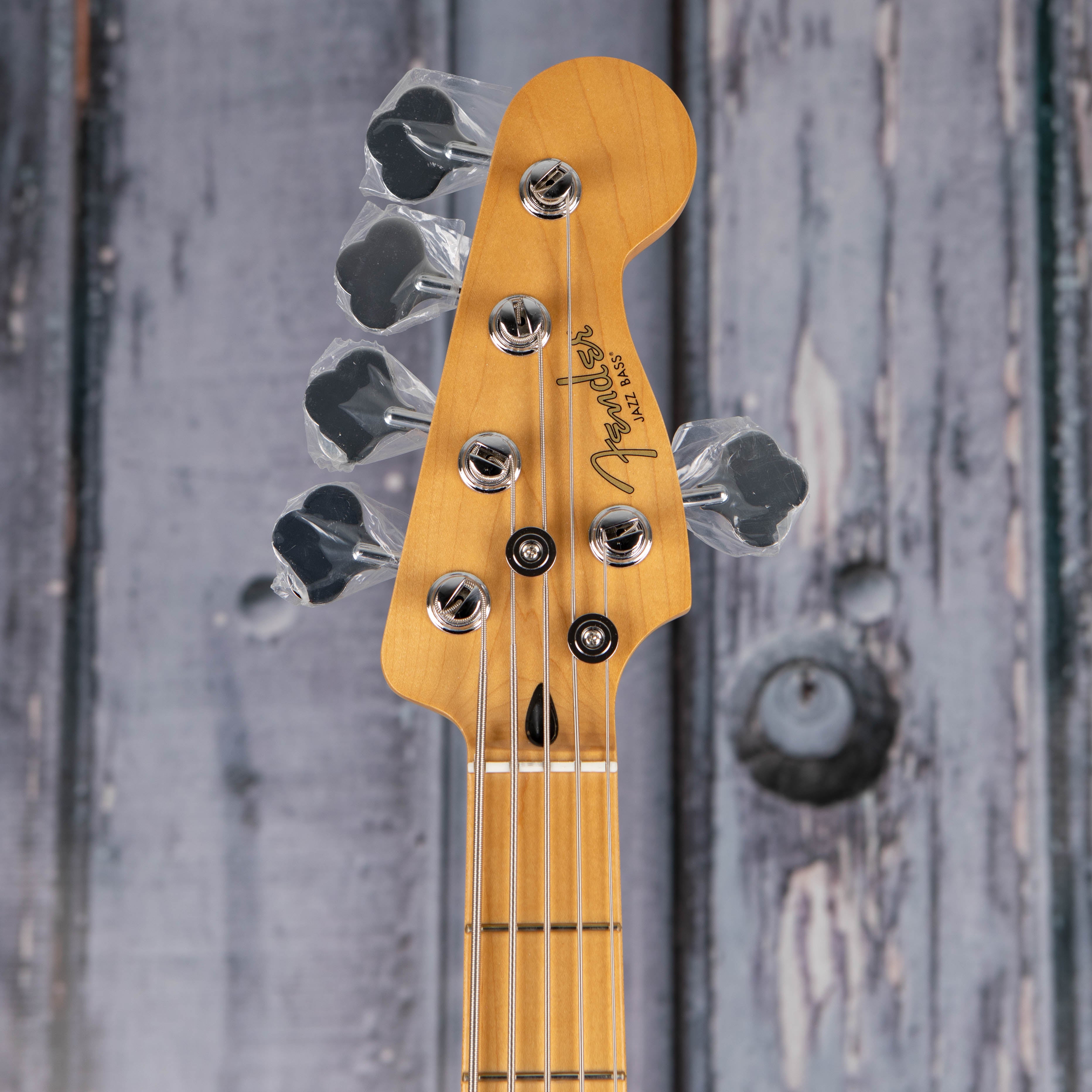 Fender Player II Modified Active Jazz Bass V 5-String Bass Guitar, Olympic Pearl, front headstock