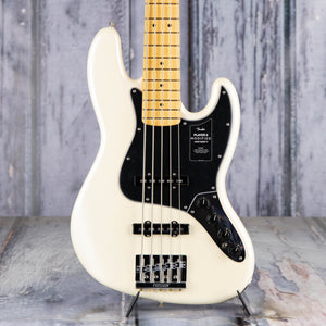 Fender Player II Modified Active Jazz Bass V 5-String Bass Guitar, Olympic Pearl, front closeup