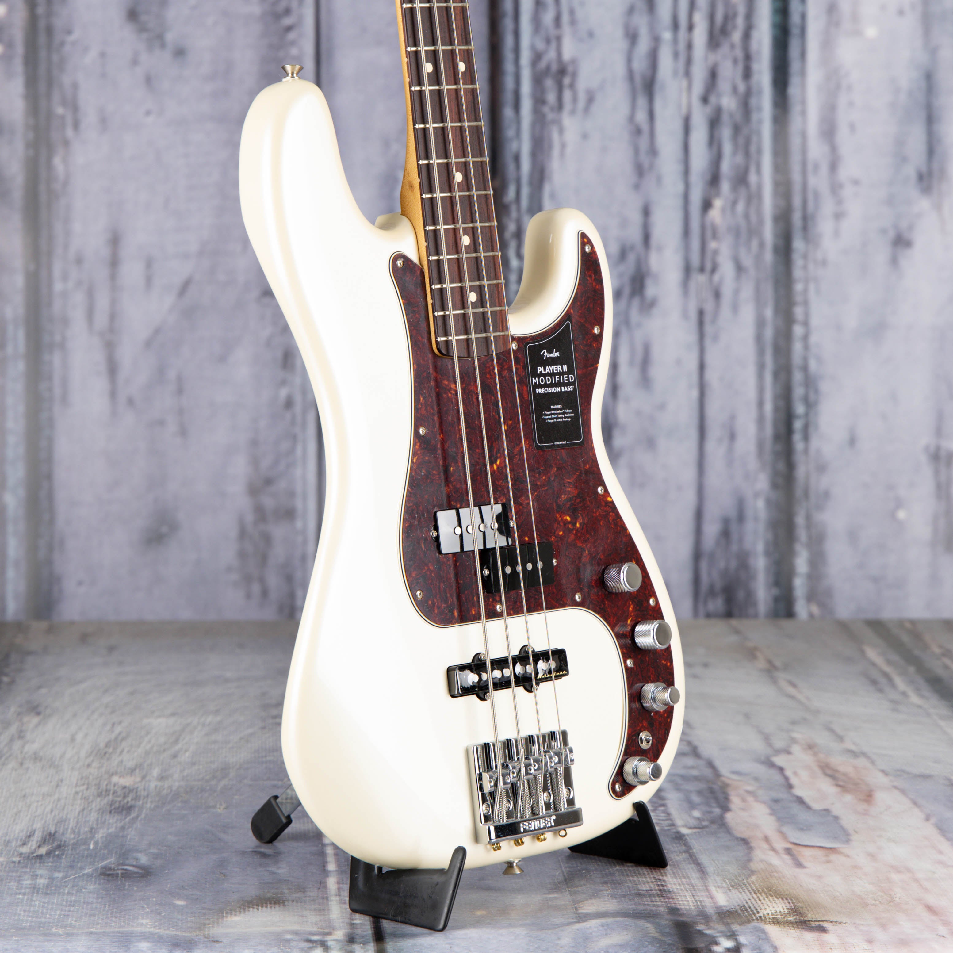 Fender Player II Modified Active Precision Bass Guitar, Olympic Pearl, angle