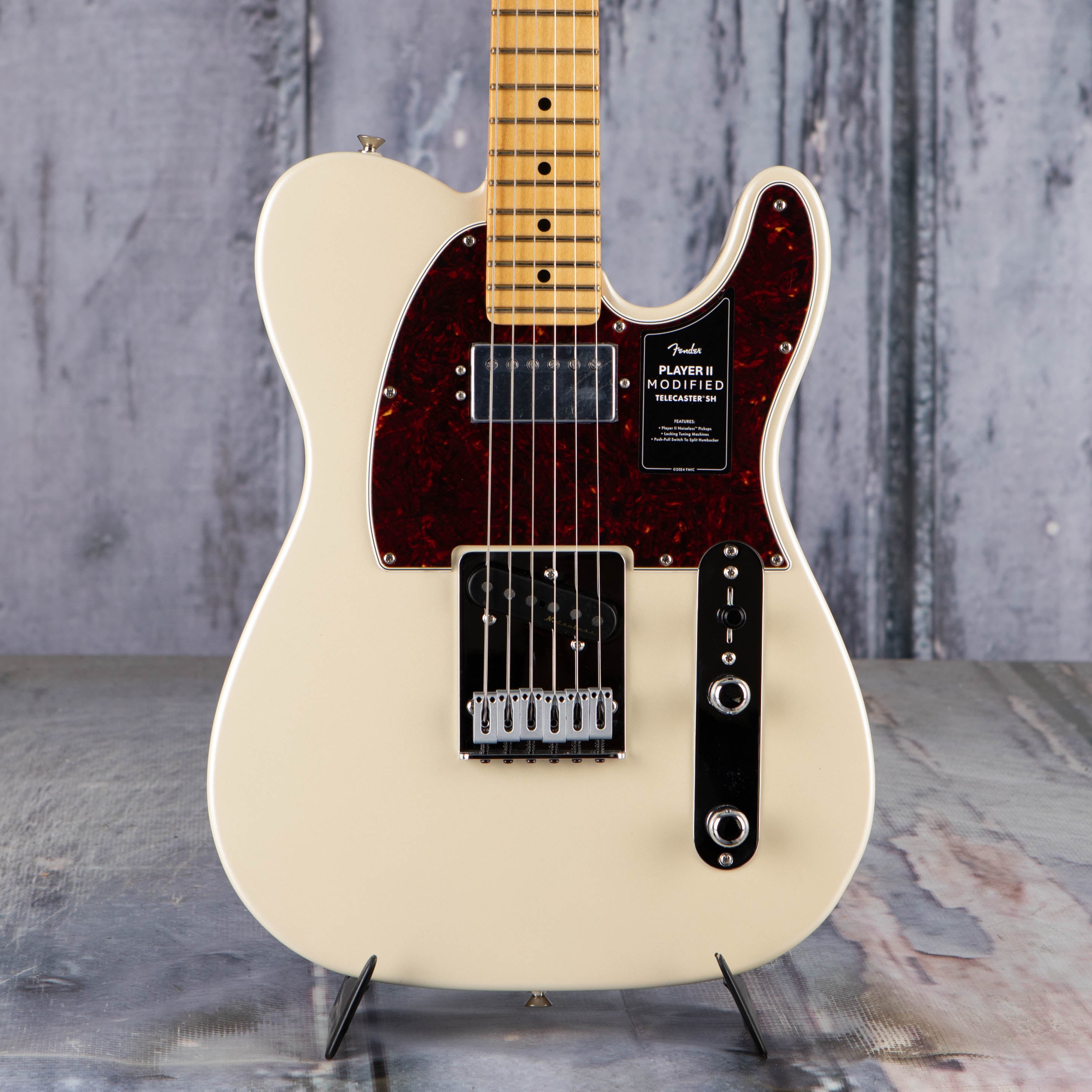 Fender Player II Modified Telecaster SH Electric Guitar, Olympic Pearl, front closeup