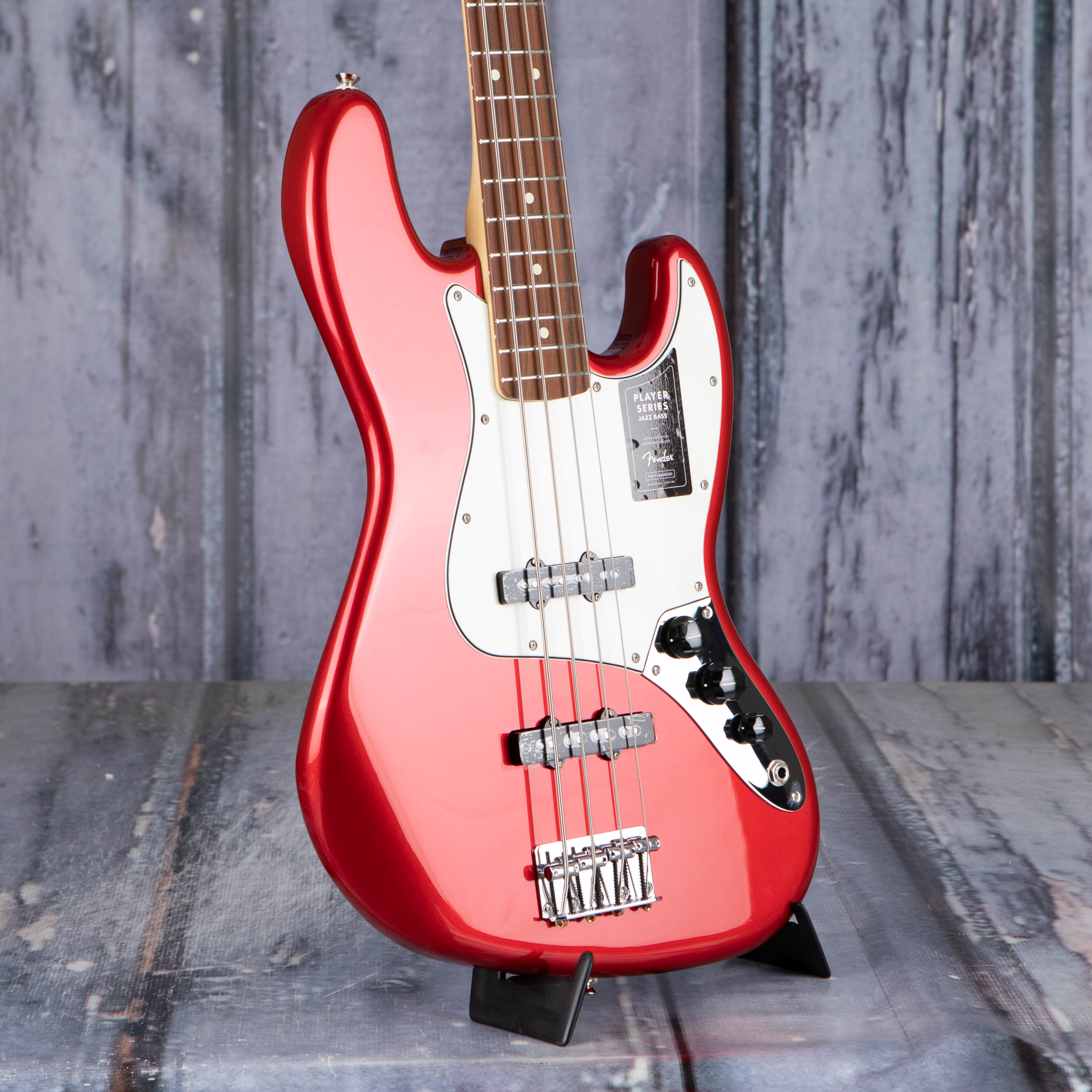 Fender Player Jazz Bass Guitar, Candy Apple Red, angle