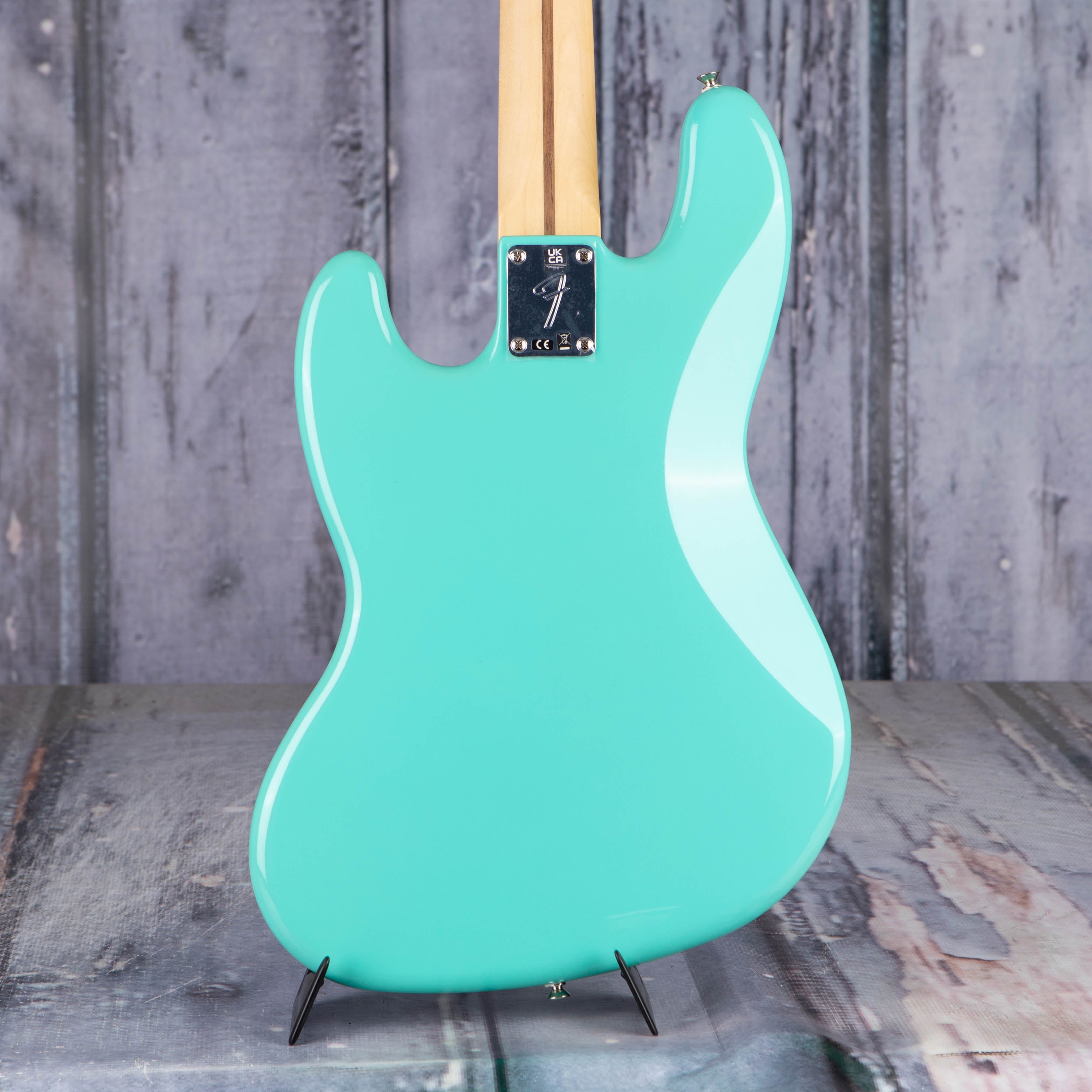 Fender Player Jazz Bass Guitar, Sea Foam Green, back closeup