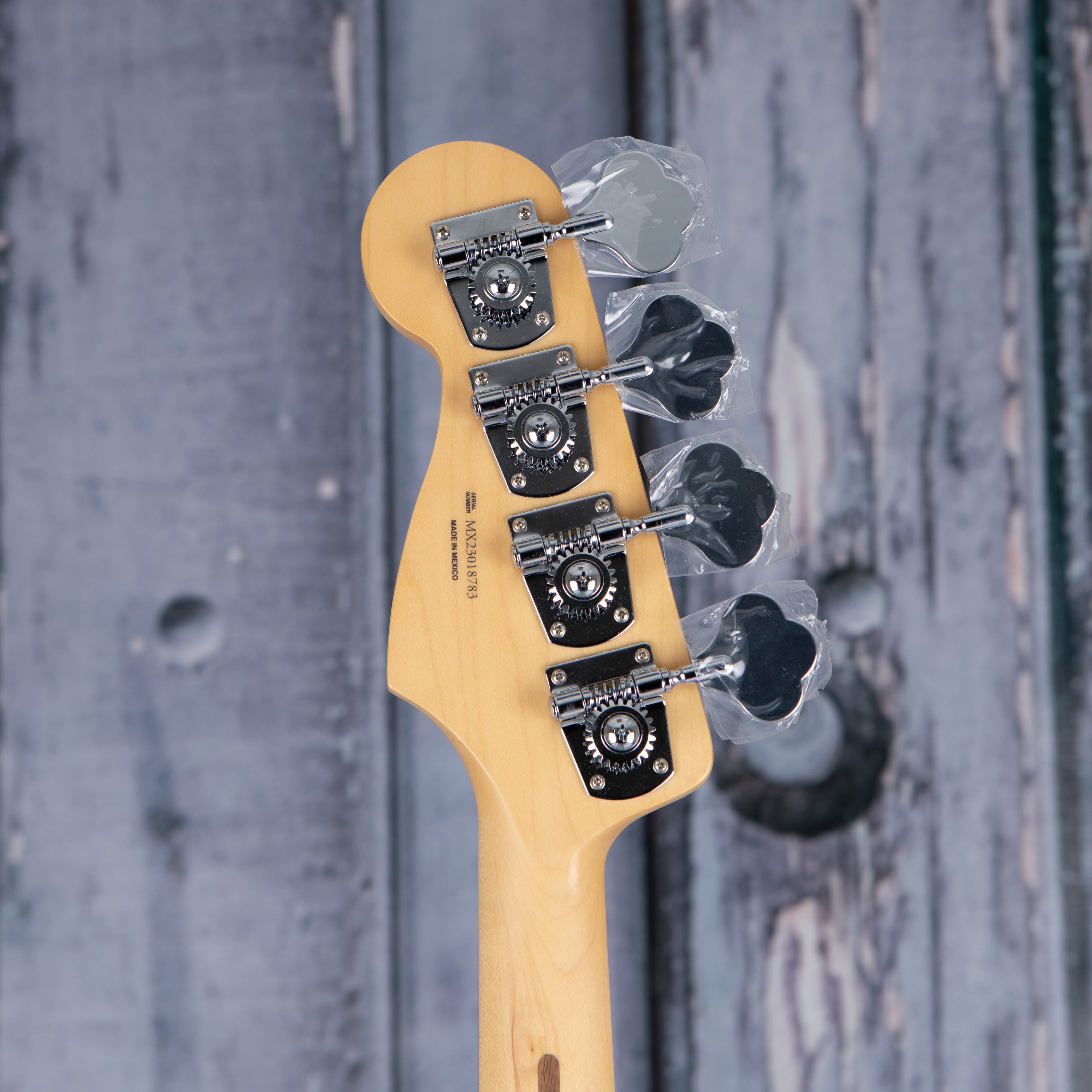 Fender Player Jazz Bass Guitar, Sea Foam Green, back headstock