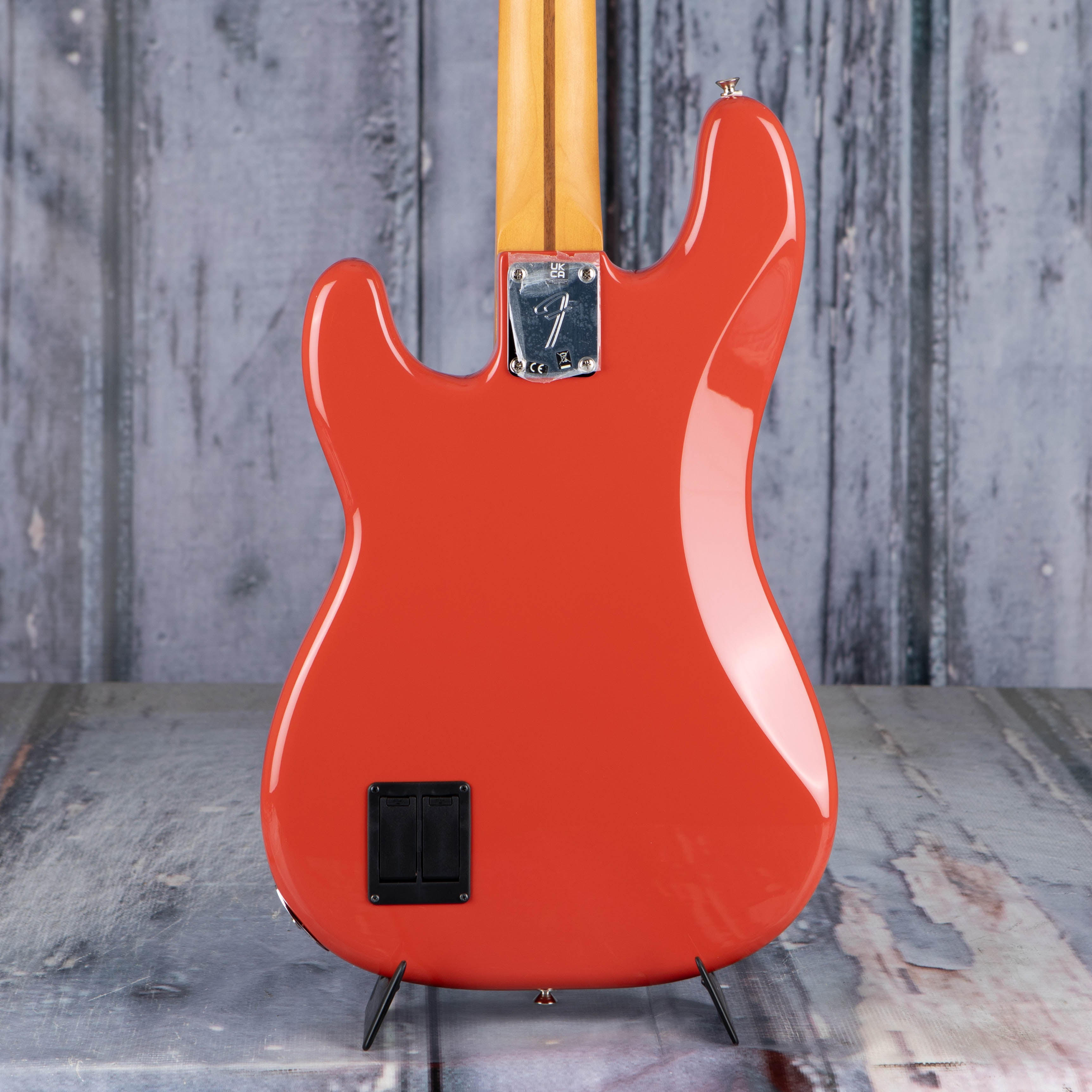 Fender Player Plus Precision Bass Guitar, Fiesta Red, back closeup