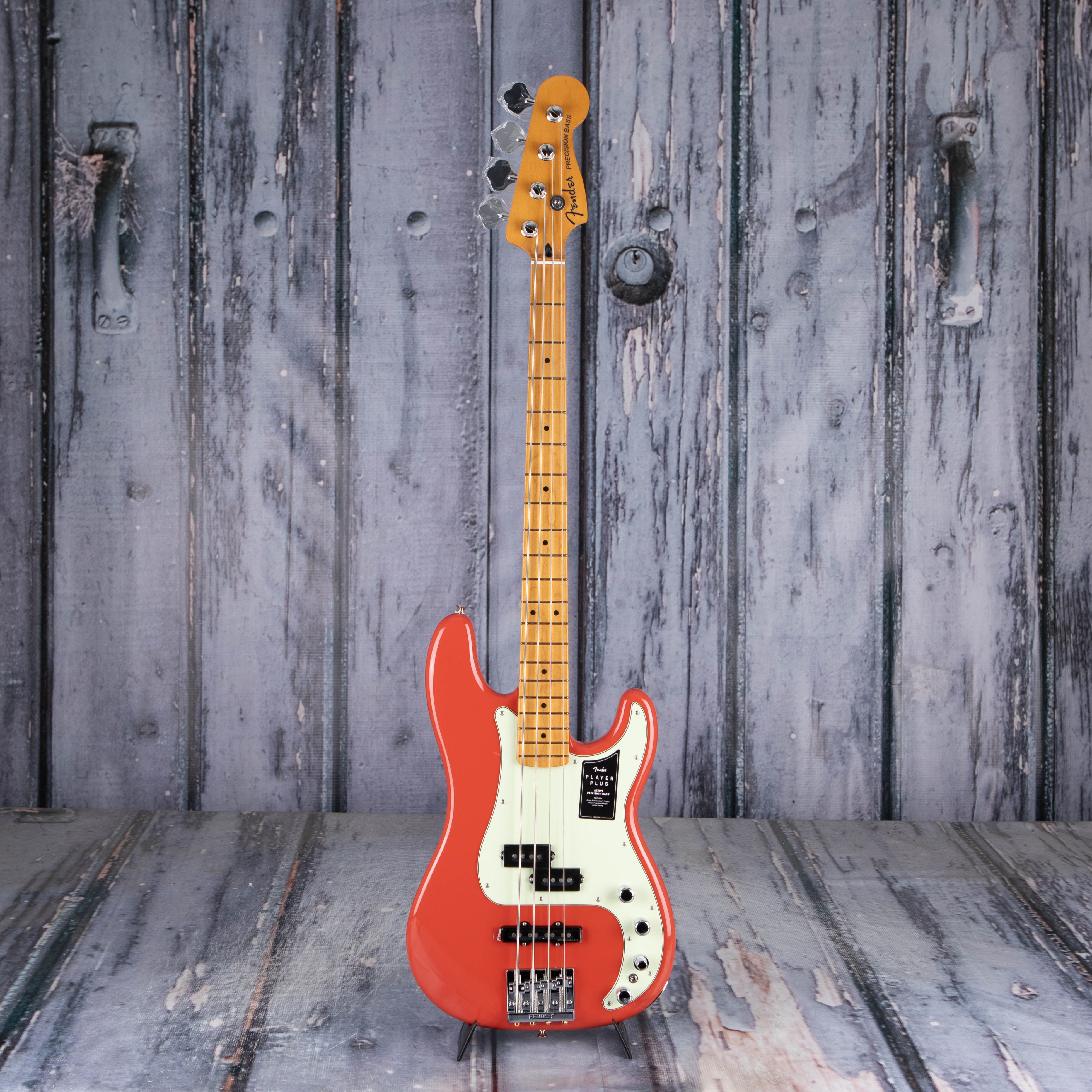 Fender Player Plus Precision Bass Guitar, Fiesta Red, front